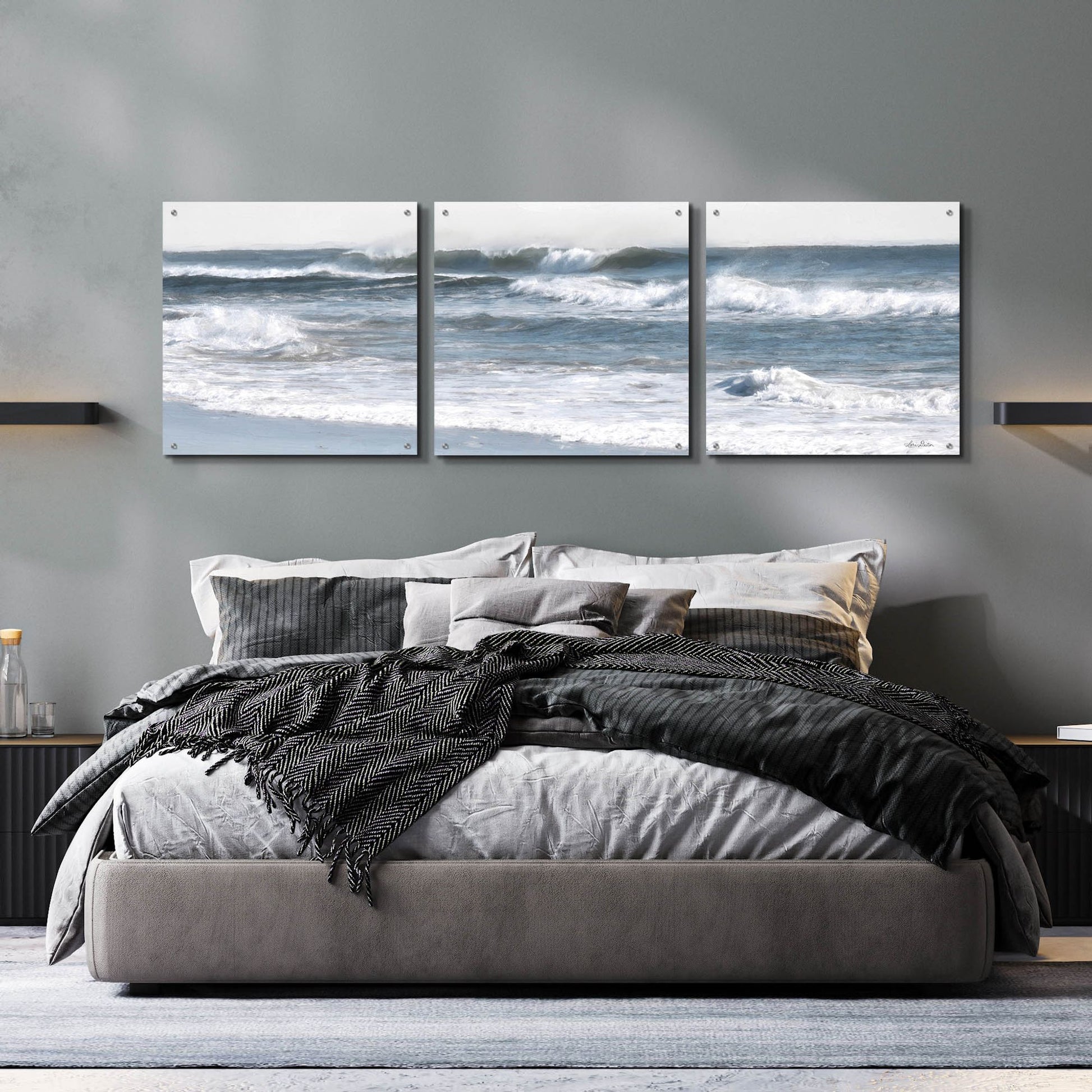 Epic Art 'Ocean Panorama' by Lori Deiter Acrylic Glass Wall Art, 3 Piece Set,72x24