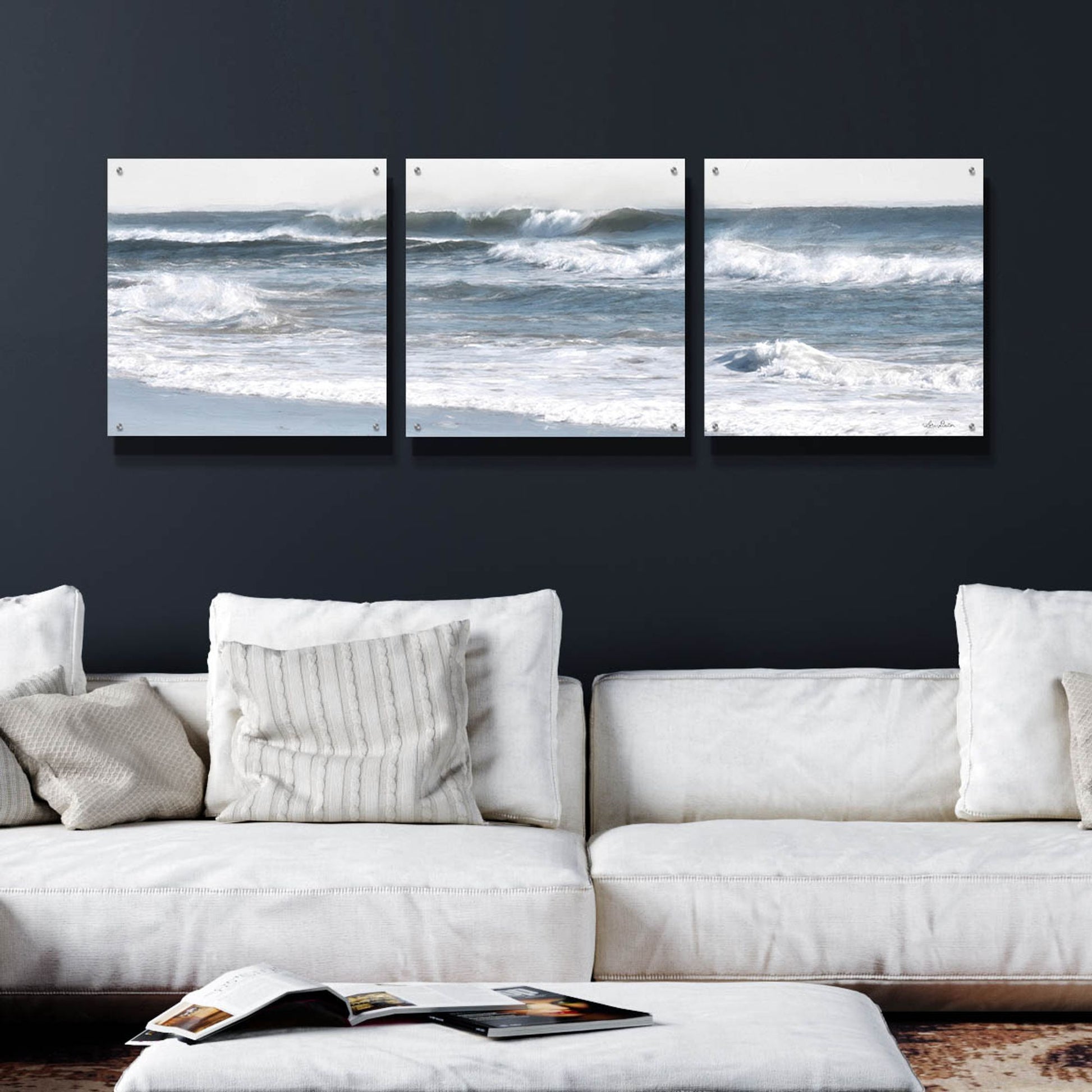 Epic Art 'Ocean Panorama' by Lori Deiter Acrylic Glass Wall Art, 3 Piece Set,72x24