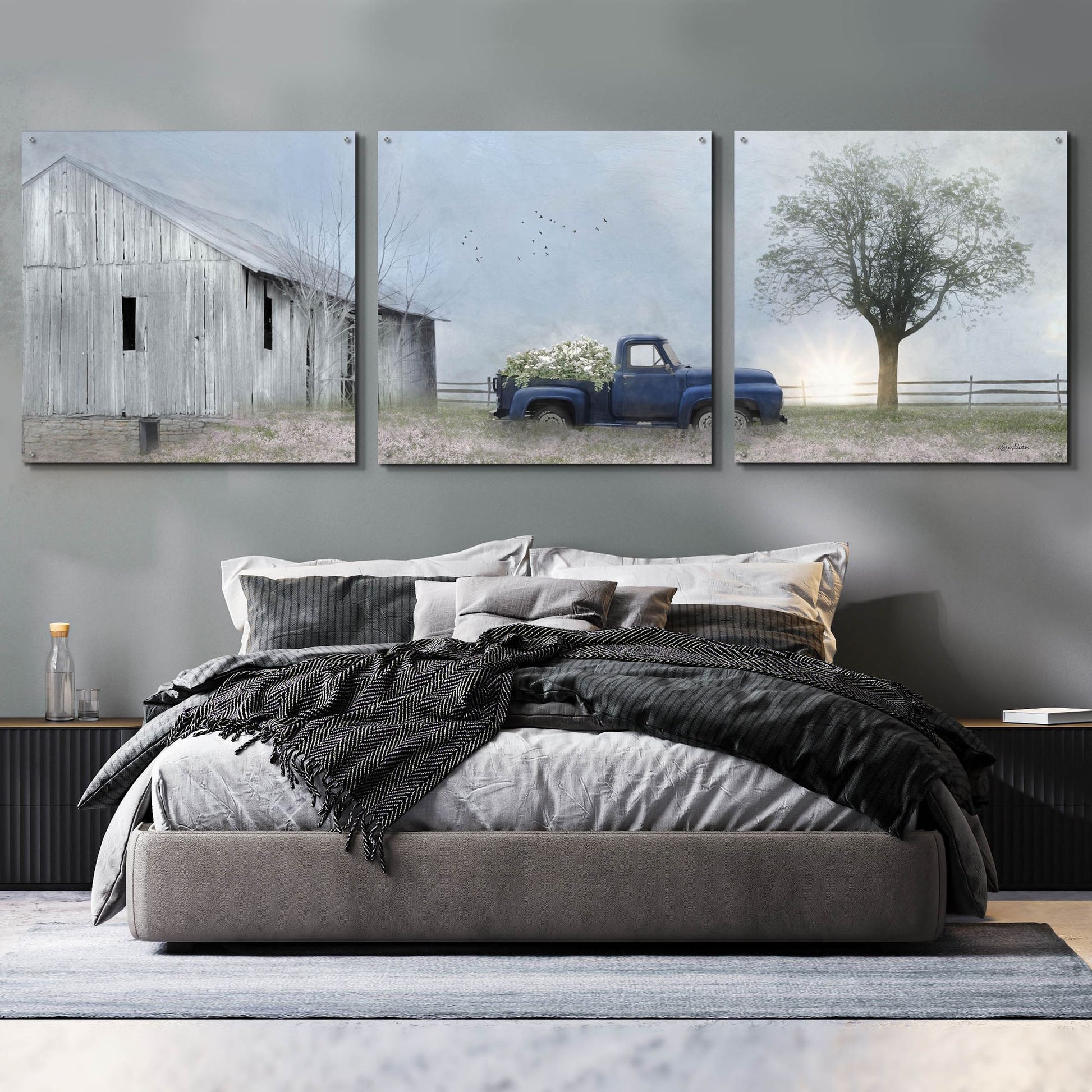 Epic Art 'Jonestown Barn' by Lori Deiter Acrylic Glass Wall Art, 3 Piece Set,108x36