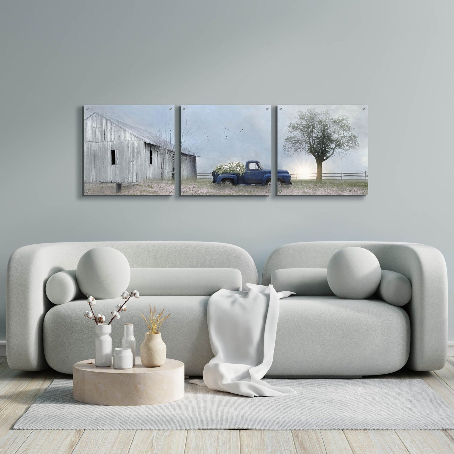 Epic Art 'Jonestown Barn' by Lori Deiter Acrylic Glass Wall Art, 3 Piece Set,72x24