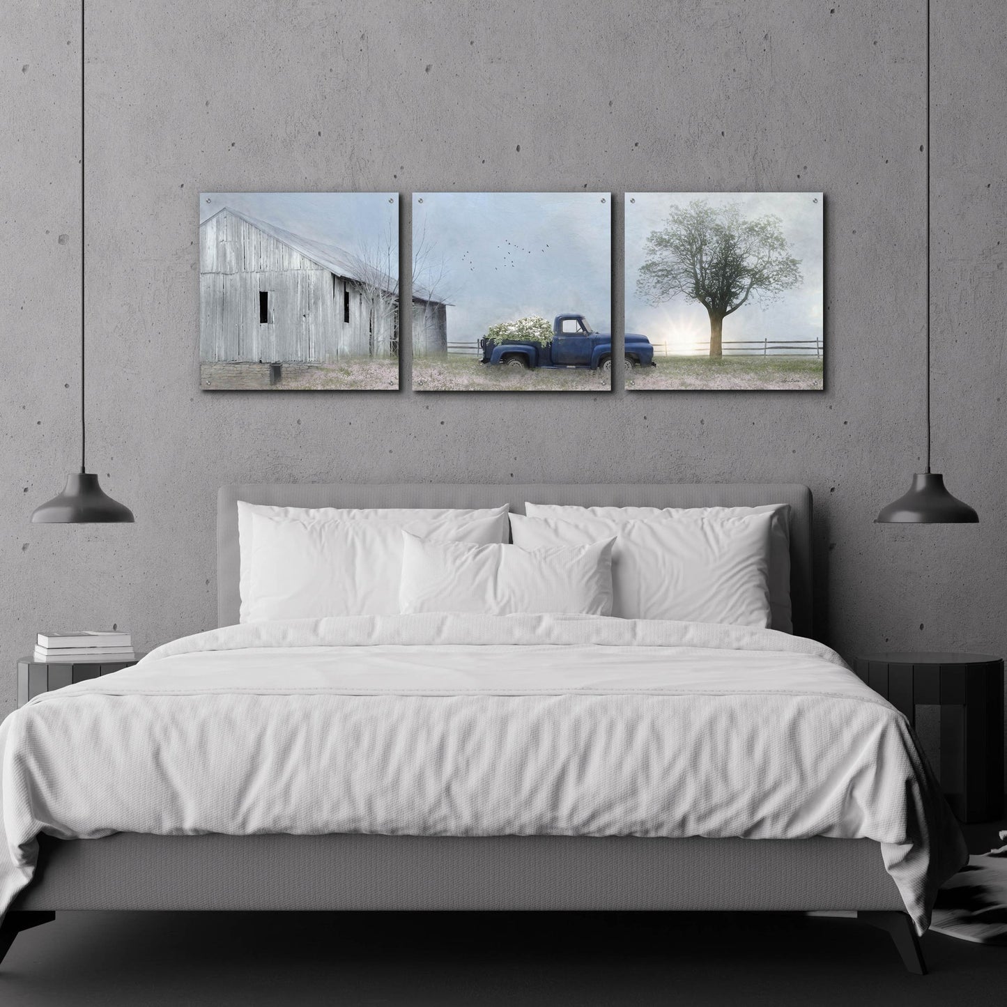 Epic Art 'Jonestown Barn' by Lori Deiter Acrylic Glass Wall Art, 3 Piece Set,72x24