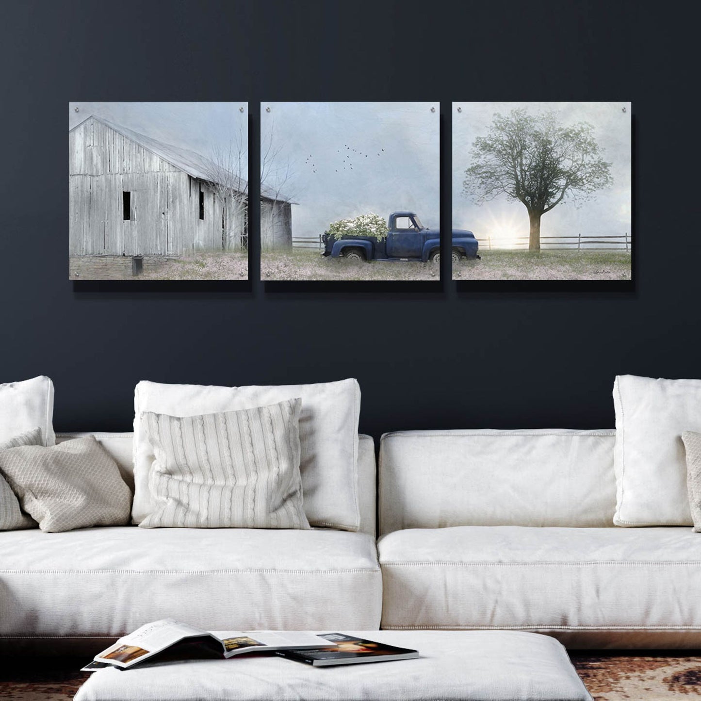 Epic Art 'Jonestown Barn' by Lori Deiter Acrylic Glass Wall Art, 3 Piece Set,72x24