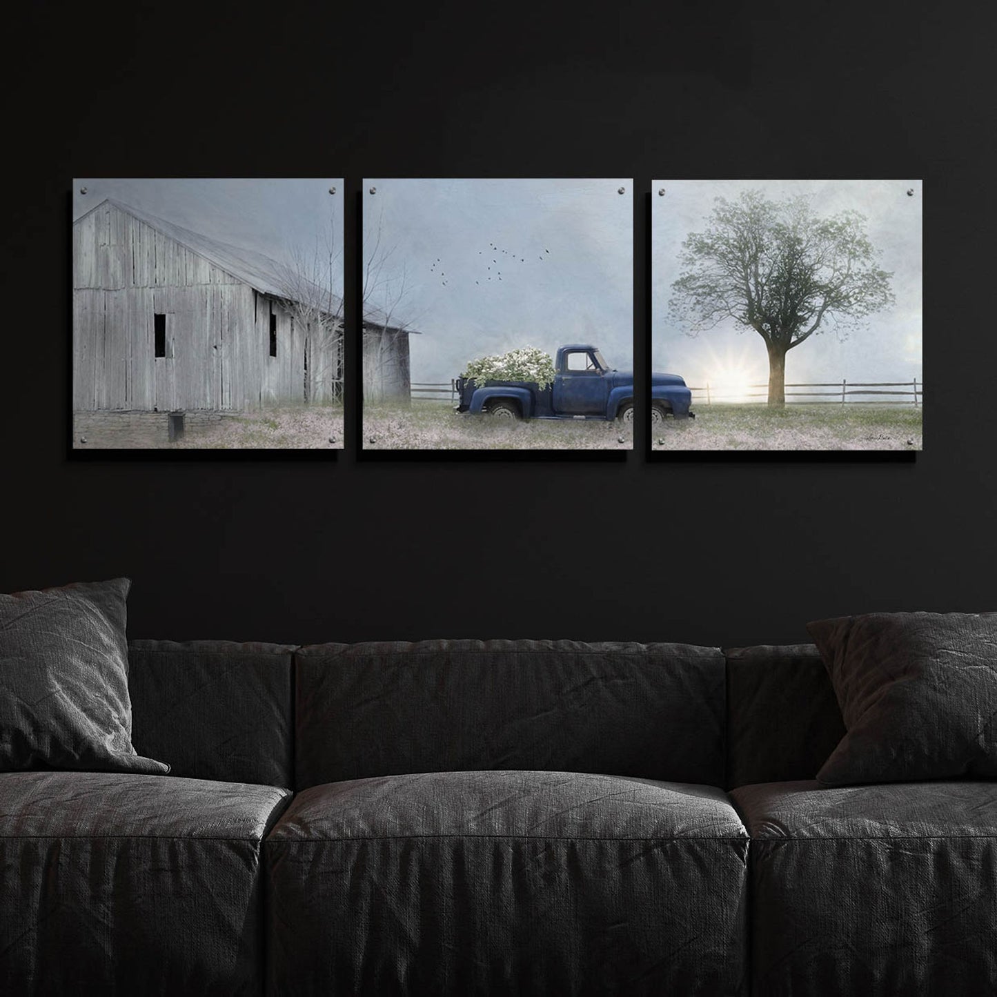 Epic Art 'Jonestown Barn' by Lori Deiter Acrylic Glass Wall Art, 3 Piece Set,72x24