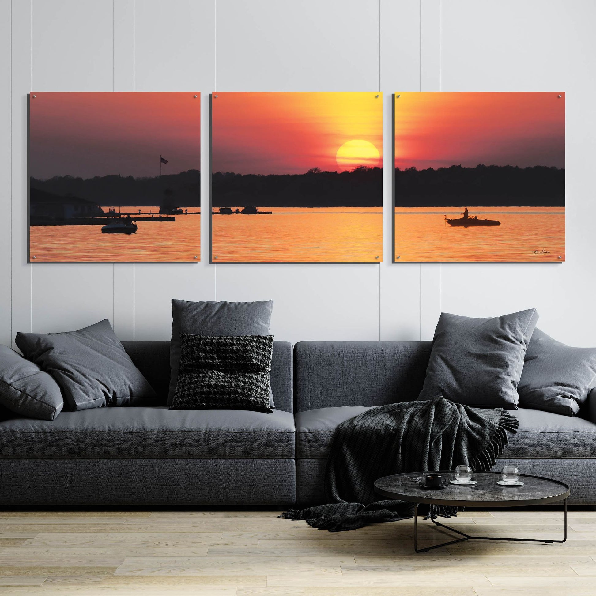 Epic Art 'River Sunset' by Lori Deiter Acrylic Glass Wall Art, 3 Piece Set,108x36