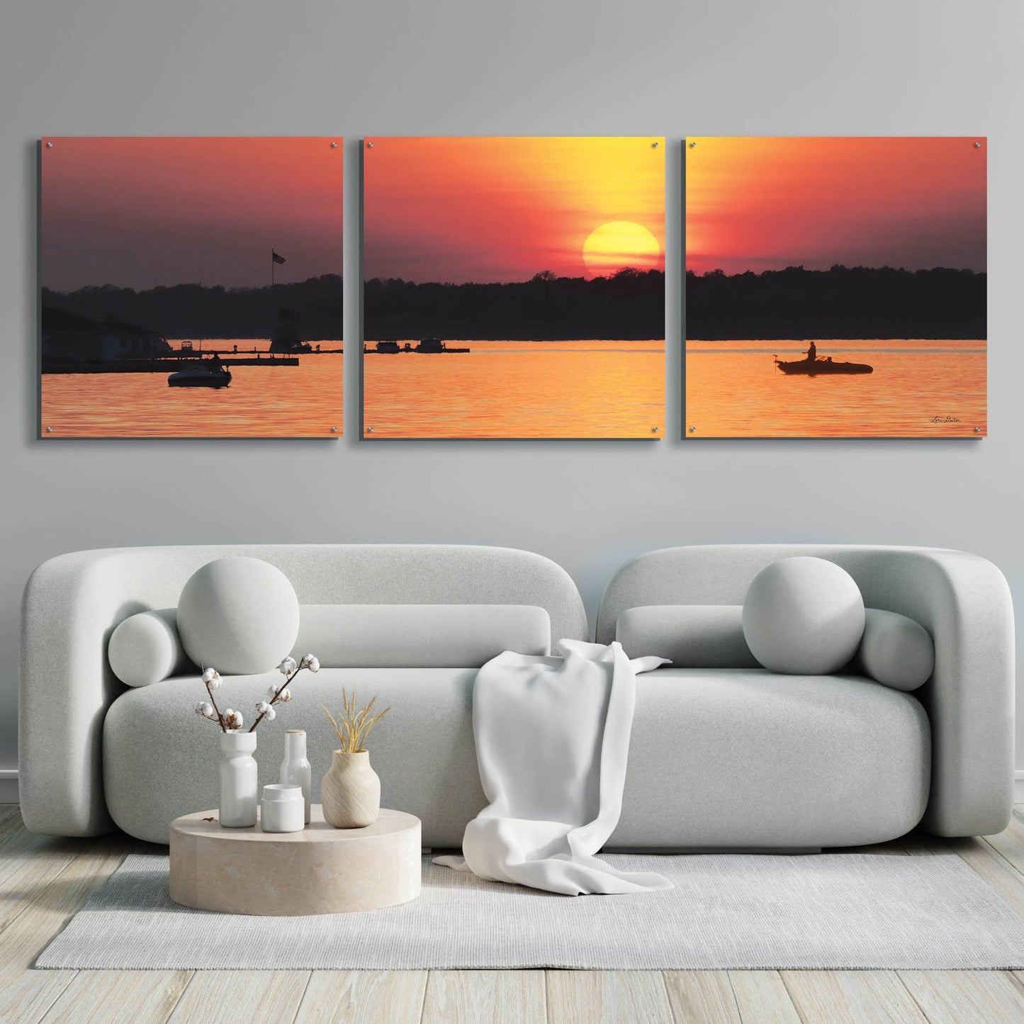 Epic Art 'River Sunset' by Lori Deiter Acrylic Glass Wall Art, 3 Piece Set,108x36