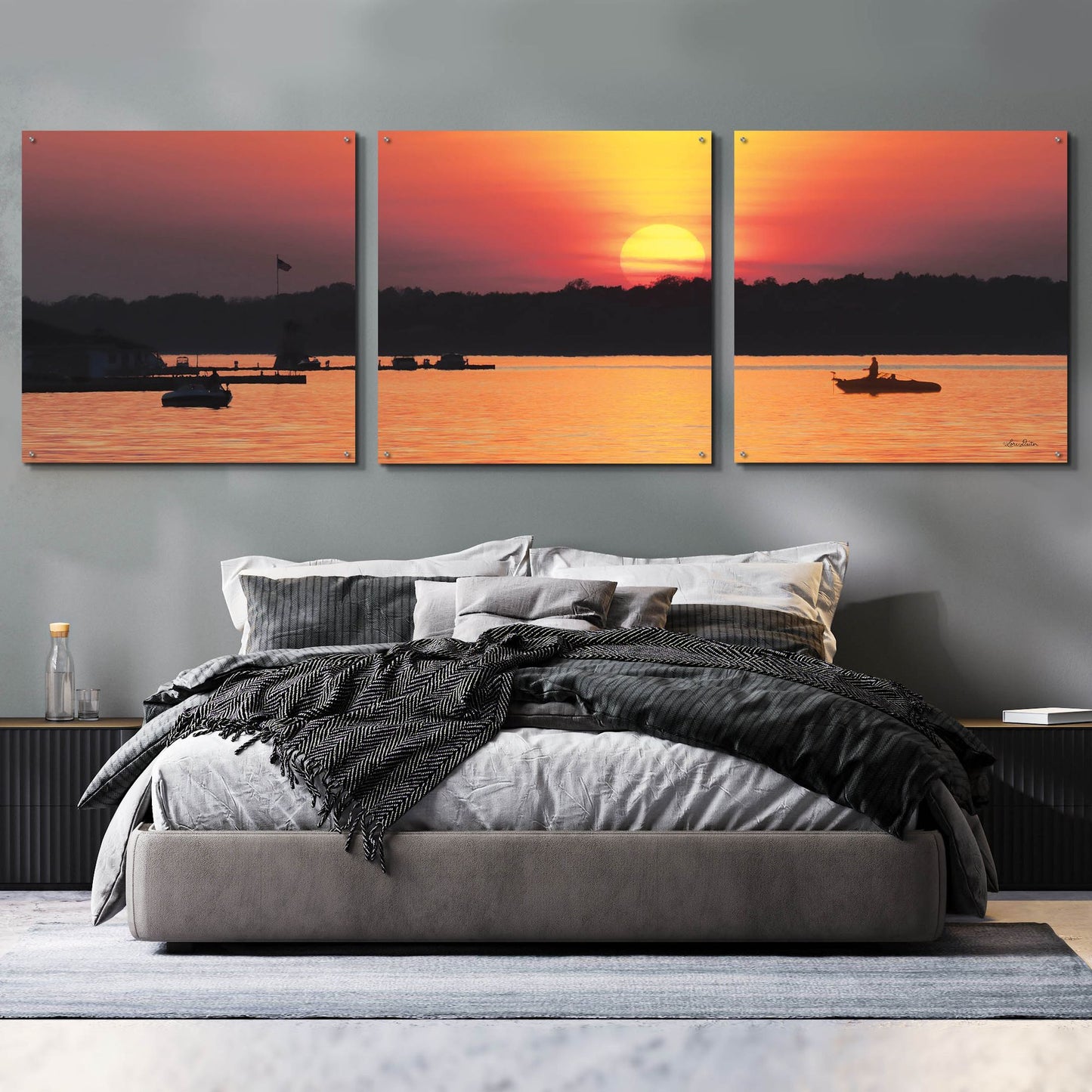 Epic Art 'River Sunset' by Lori Deiter Acrylic Glass Wall Art, 3 Piece Set,108x36