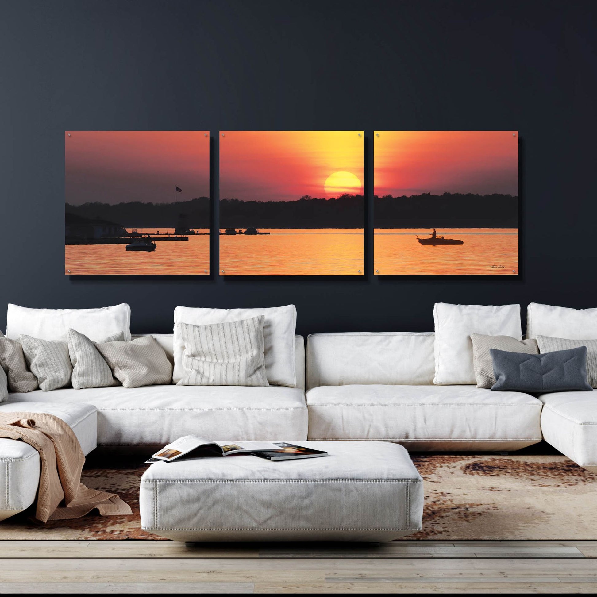 Epic Art 'River Sunset' by Lori Deiter Acrylic Glass Wall Art, 3 Piece Set,108x36