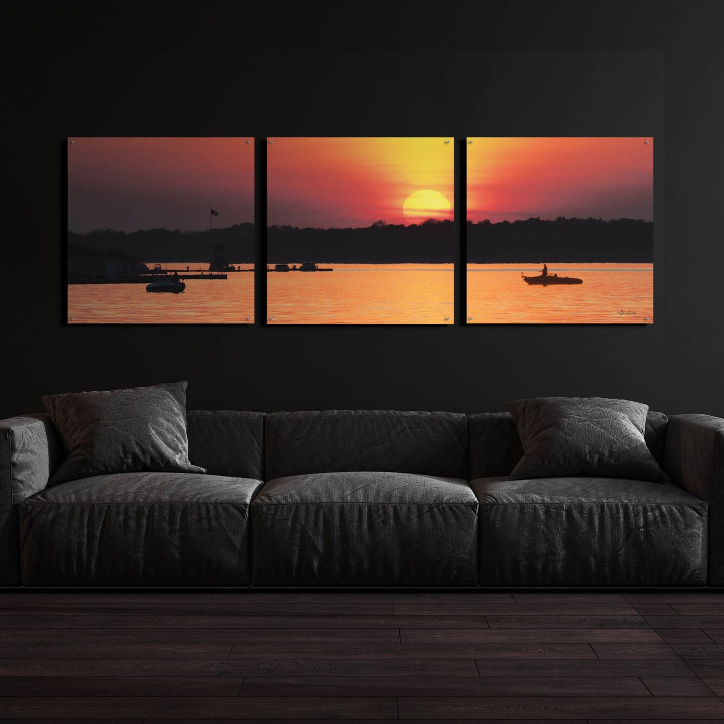 Epic Art 'River Sunset' by Lori Deiter Acrylic Glass Wall Art, 3 Piece Set,108x36