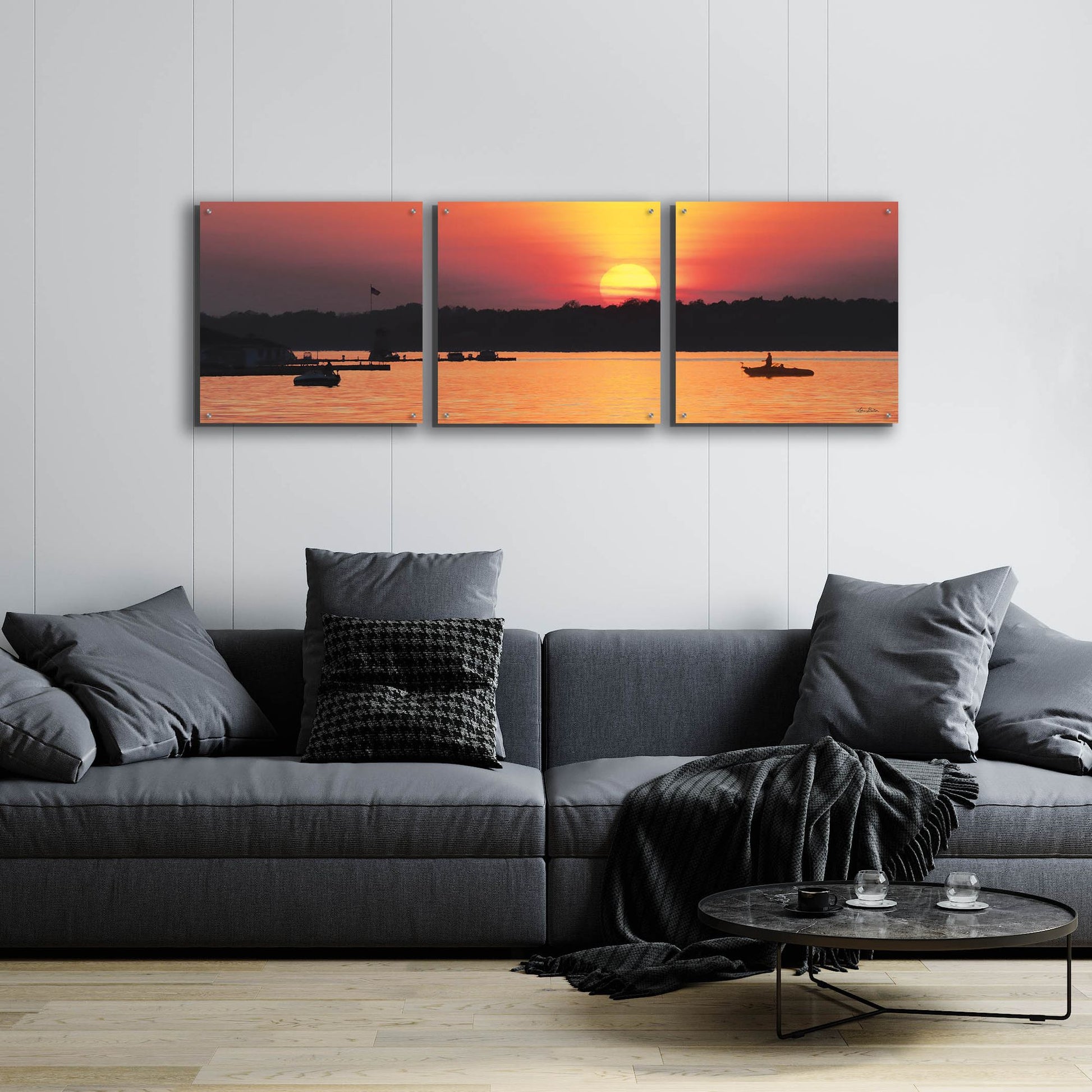 Epic Art 'River Sunset' by Lori Deiter Acrylic Glass Wall Art, 3 Piece Set,72x24