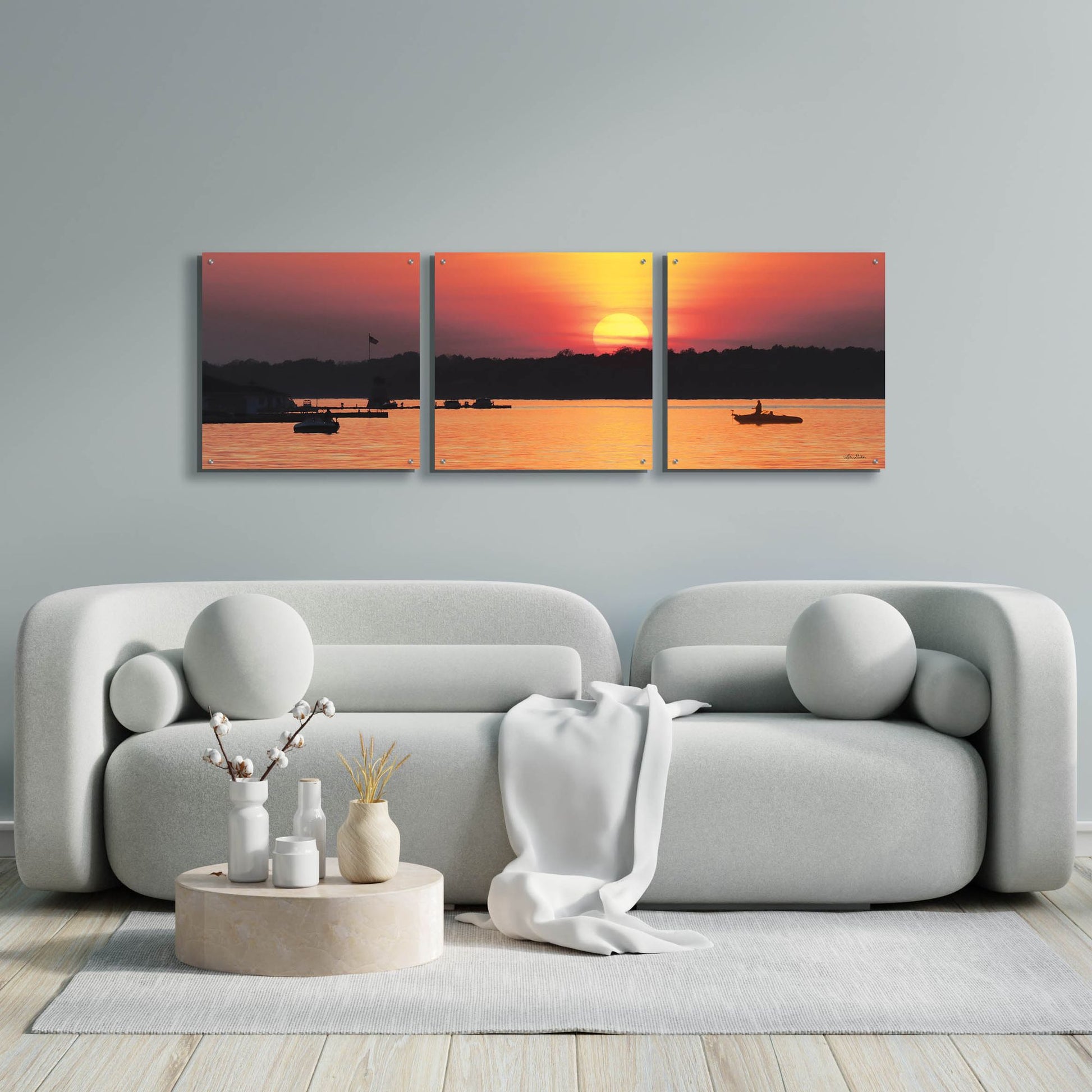 Epic Art 'River Sunset' by Lori Deiter Acrylic Glass Wall Art, 3 Piece Set,72x24