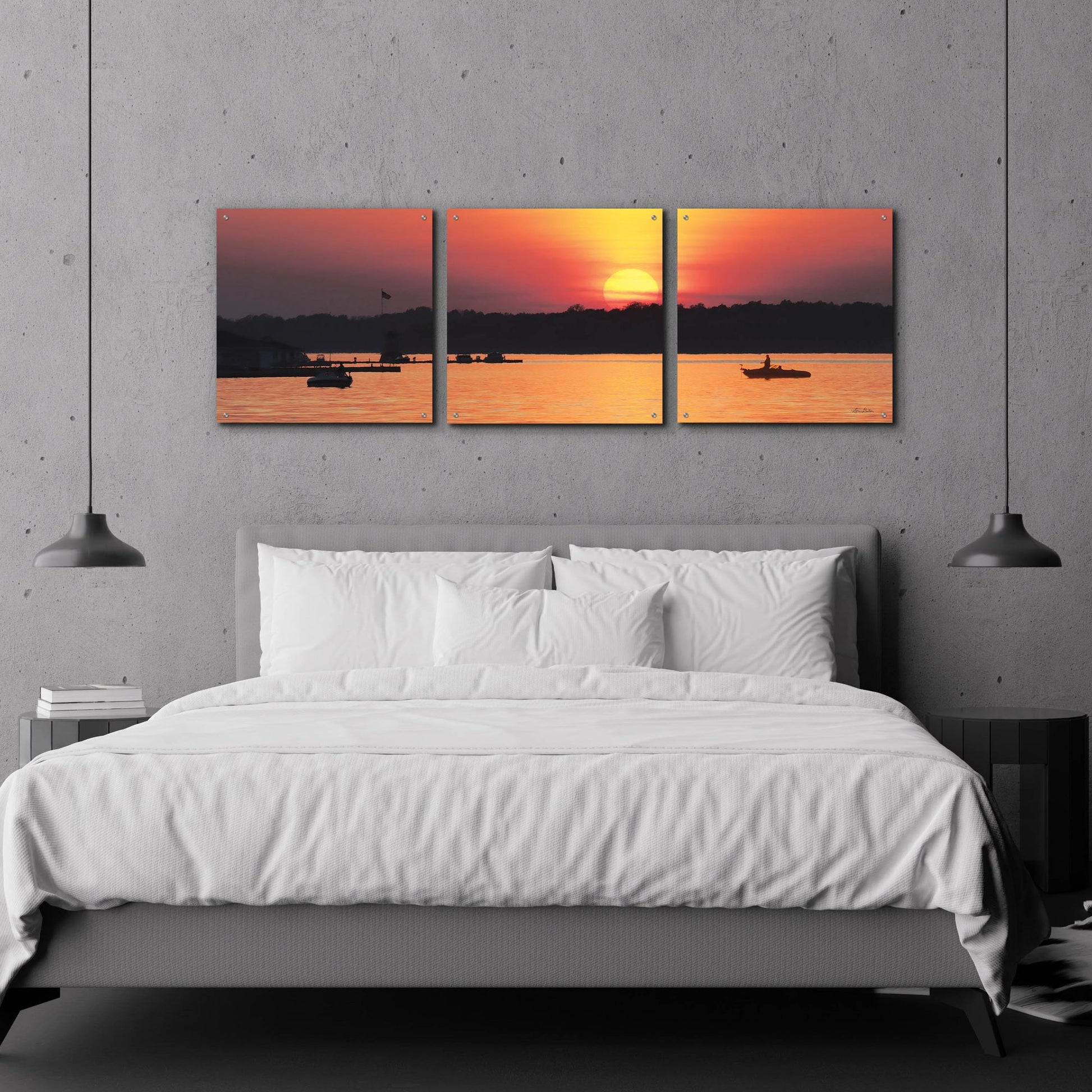 Epic Art 'River Sunset' by Lori Deiter Acrylic Glass Wall Art, 3 Piece Set,72x24