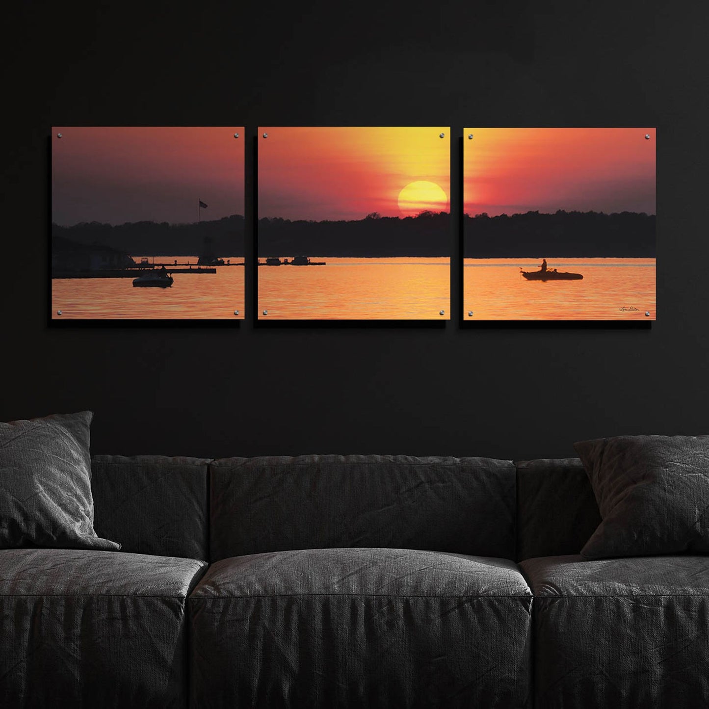 Epic Art 'River Sunset' by Lori Deiter Acrylic Glass Wall Art, 3 Piece Set,72x24