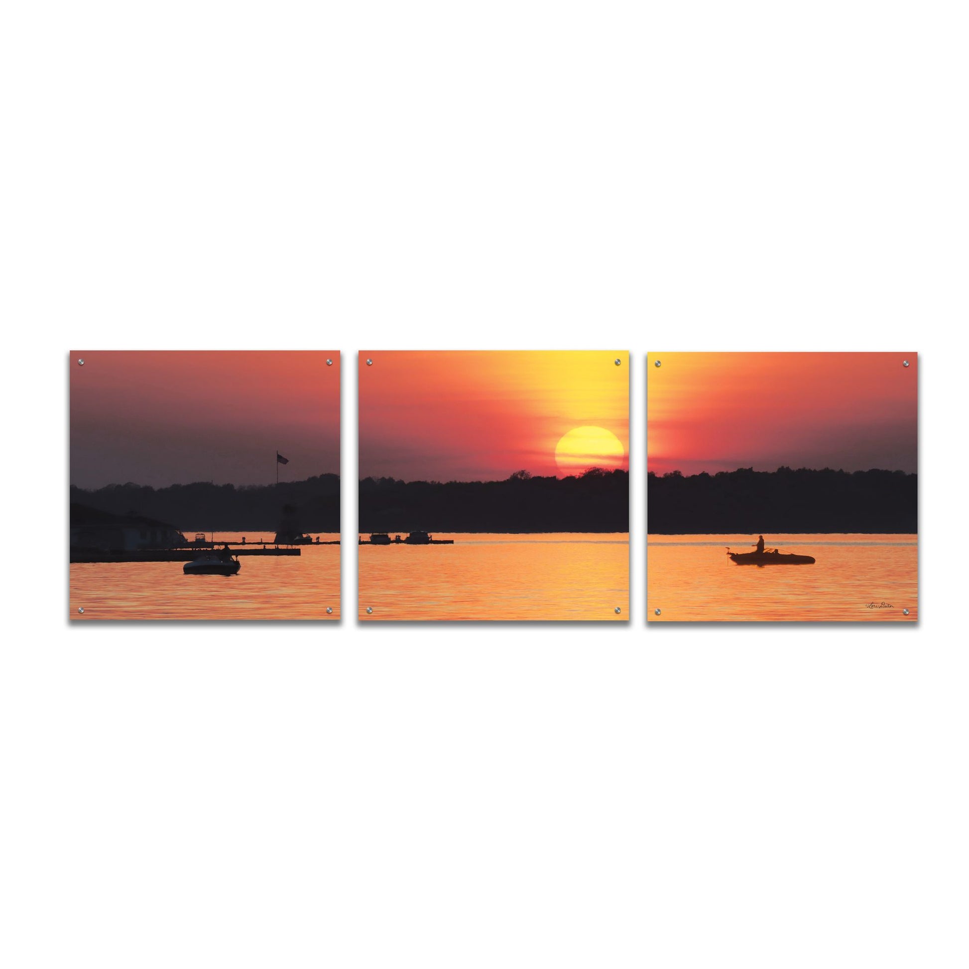 Epic Art 'River Sunset' by Lori Deiter Acrylic Glass Wall Art, 3 Piece Set