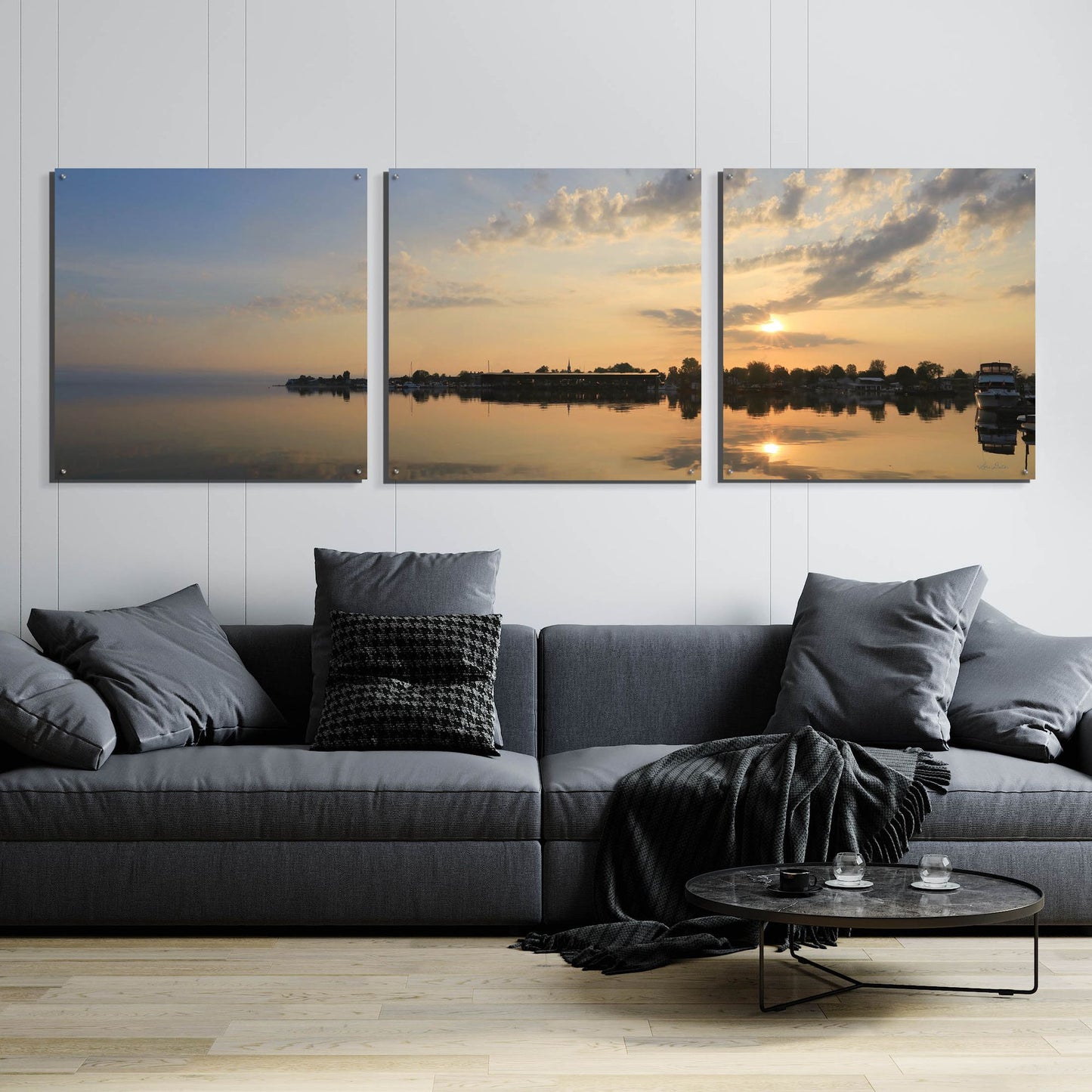 Epic Art 'French Bay Sunrise' by Lori Deiter Acrylic Glass Wall Art, 3 Piece Set,108x36