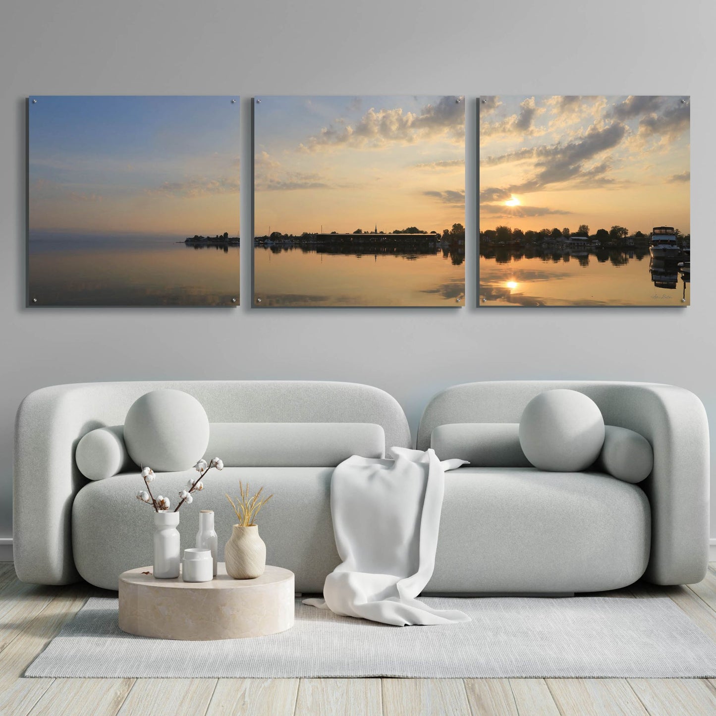 Epic Art 'French Bay Sunrise' by Lori Deiter Acrylic Glass Wall Art, 3 Piece Set,108x36