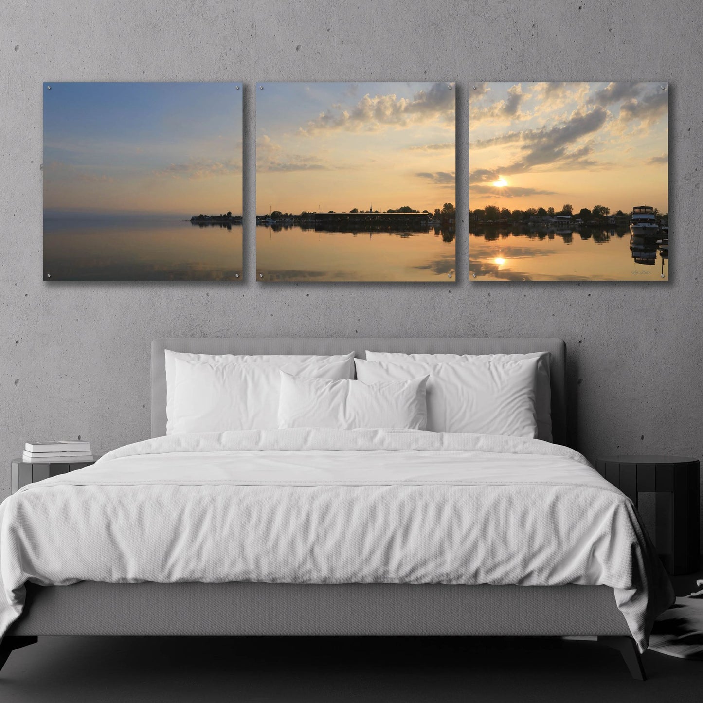 Epic Art 'French Bay Sunrise' by Lori Deiter Acrylic Glass Wall Art, 3 Piece Set,108x36