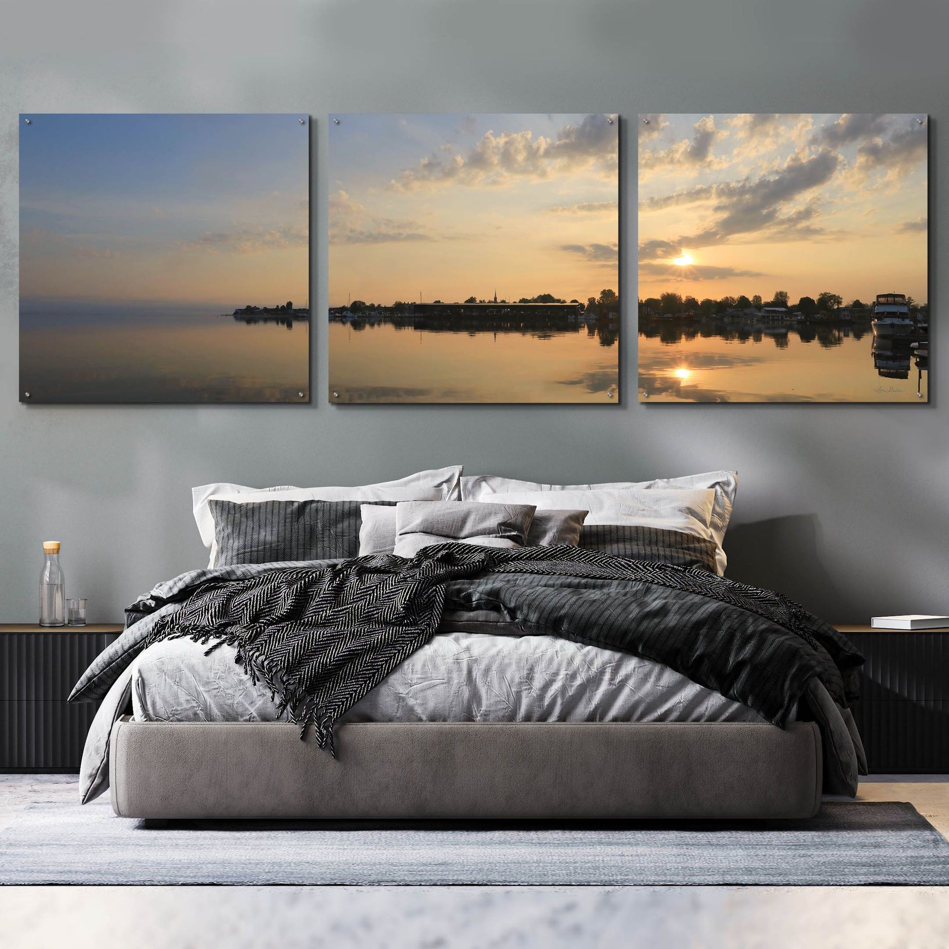 Epic Art 'French Bay Sunrise' by Lori Deiter Acrylic Glass Wall Art, 3 Piece Set,108x36