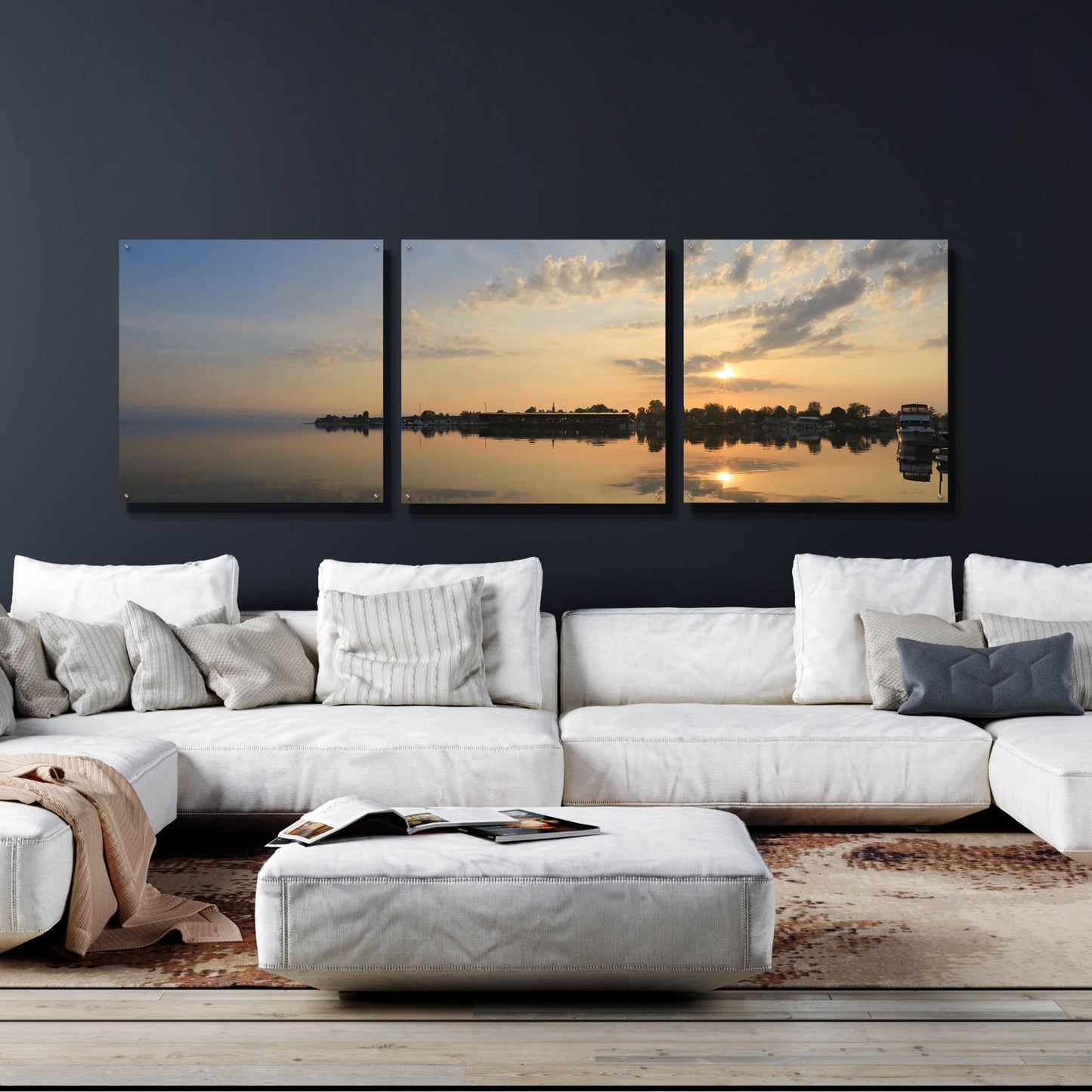 Epic Art 'French Bay Sunrise' by Lori Deiter Acrylic Glass Wall Art, 3 Piece Set,108x36