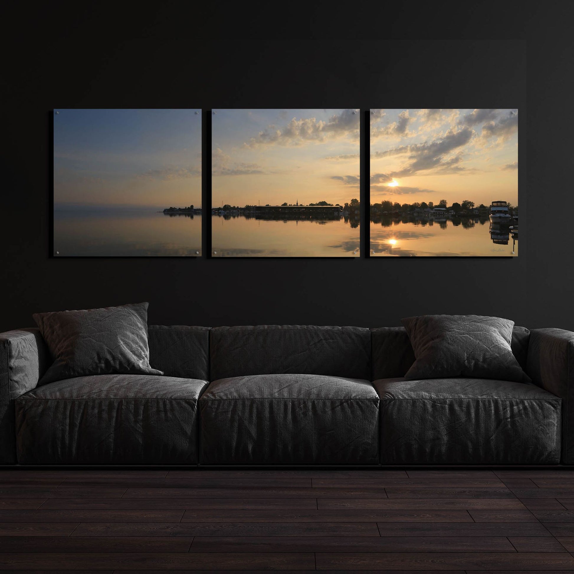 Epic Art 'French Bay Sunrise' by Lori Deiter Acrylic Glass Wall Art, 3 Piece Set,108x36