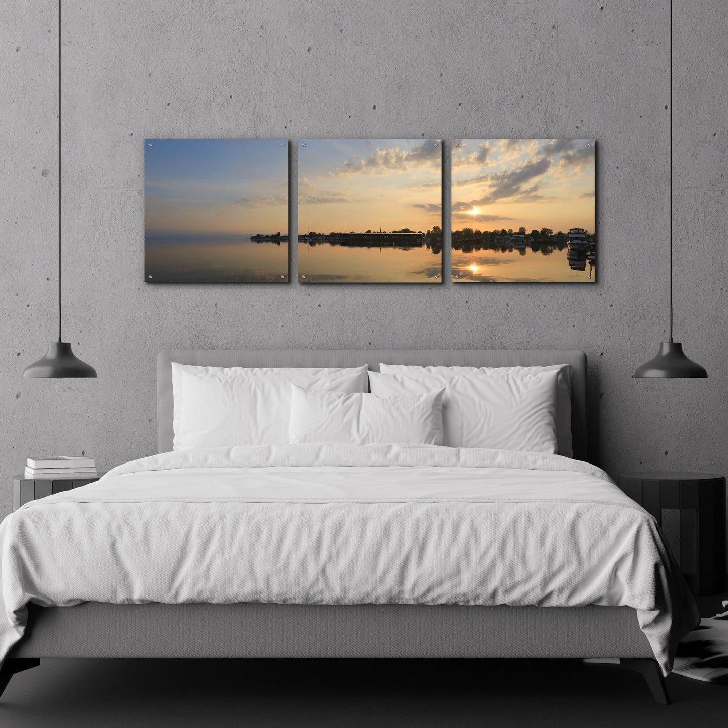 Epic Art 'French Bay Sunrise' by Lori Deiter Acrylic Glass Wall Art, 3 Piece Set,72x24