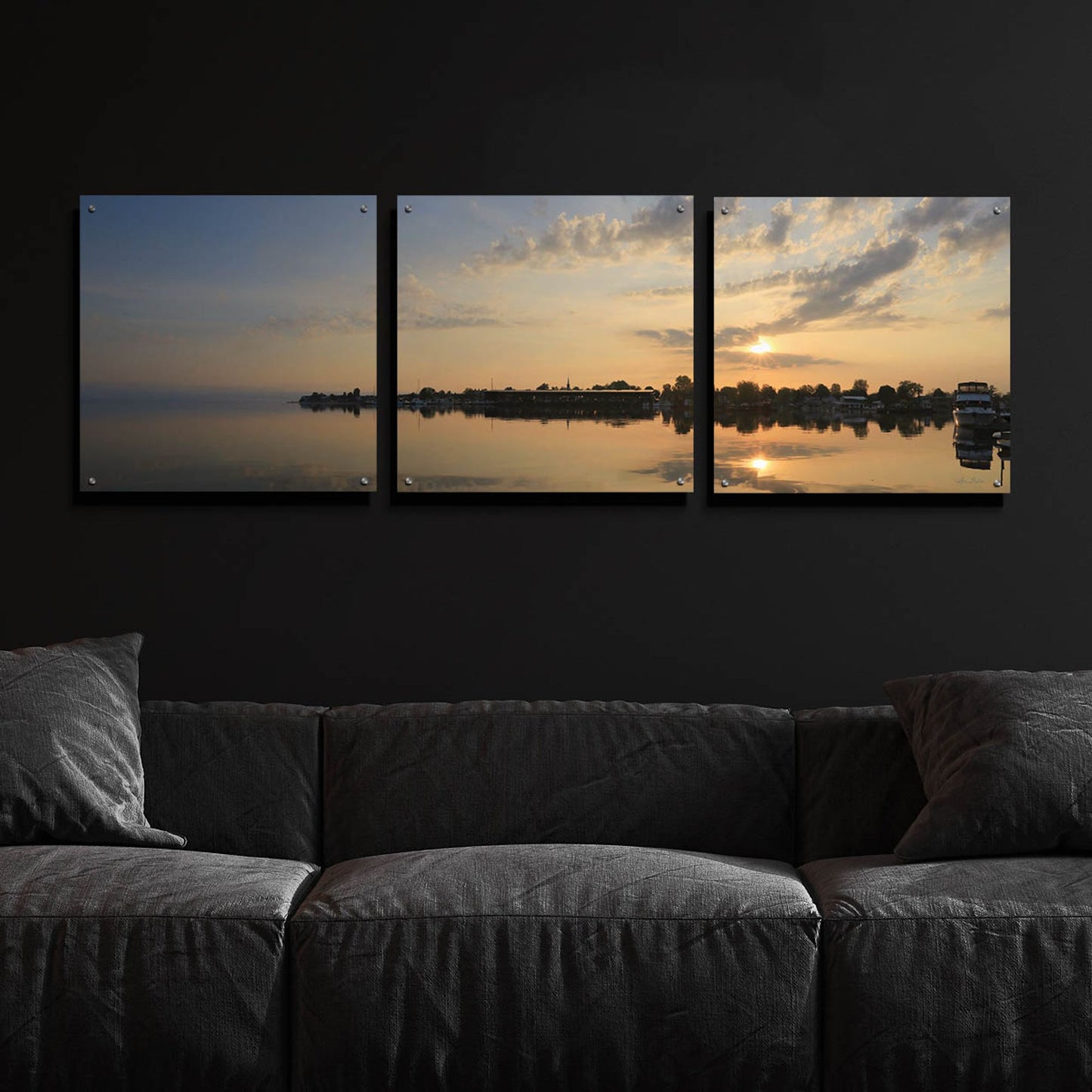 Epic Art 'French Bay Sunrise' by Lori Deiter Acrylic Glass Wall Art, 3 Piece Set,72x24