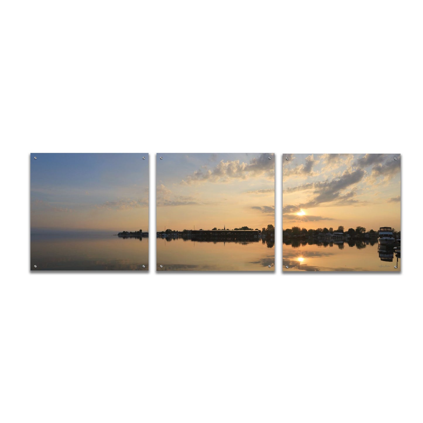 Epic Art 'French Bay Sunrise' by Lori Deiter Acrylic Glass Wall Art, 3 Piece Set