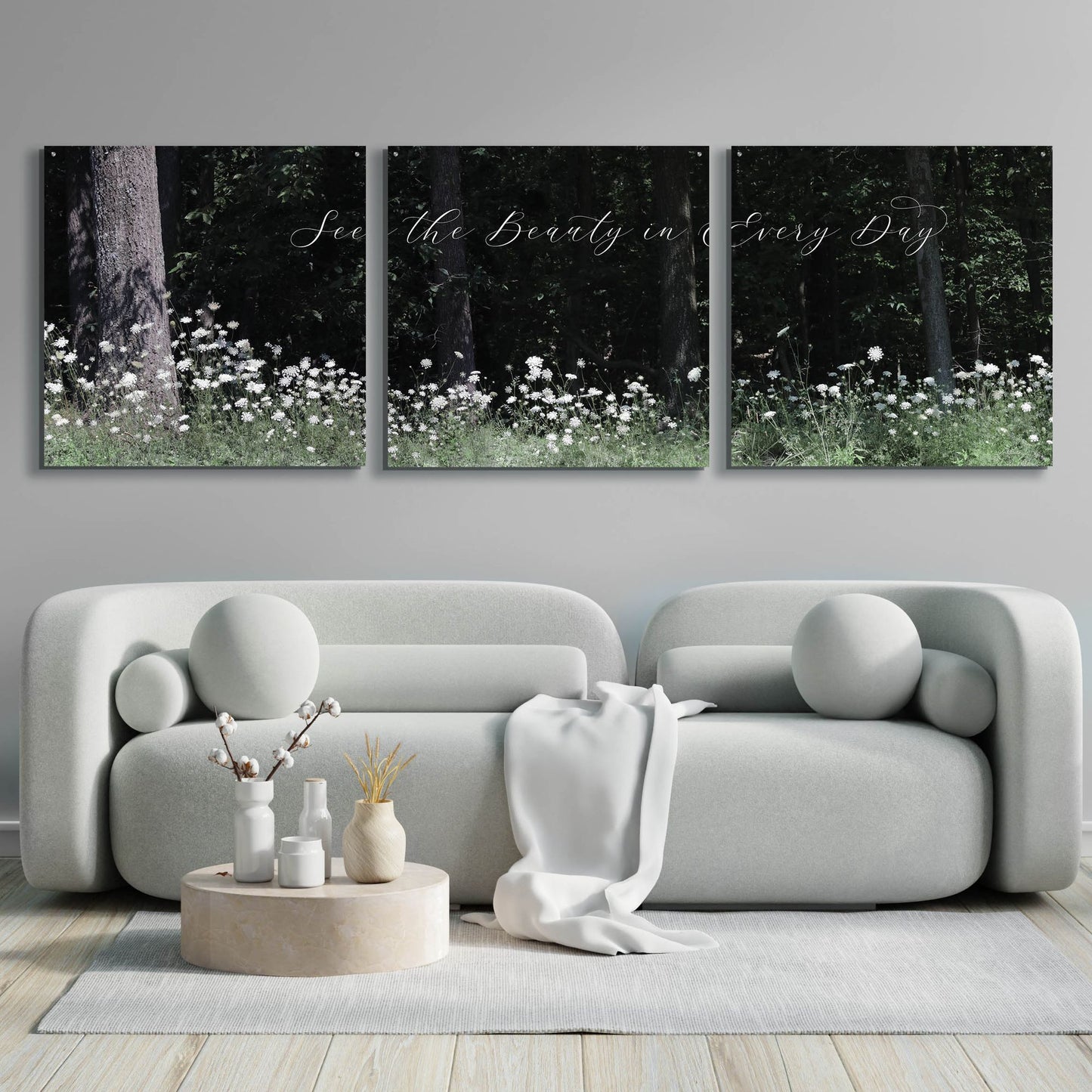 Epic Art 'See the Beauty in Every Day' by Lori Deiter Acrylic Glass Wall Art, 3 Piece Set,108x36