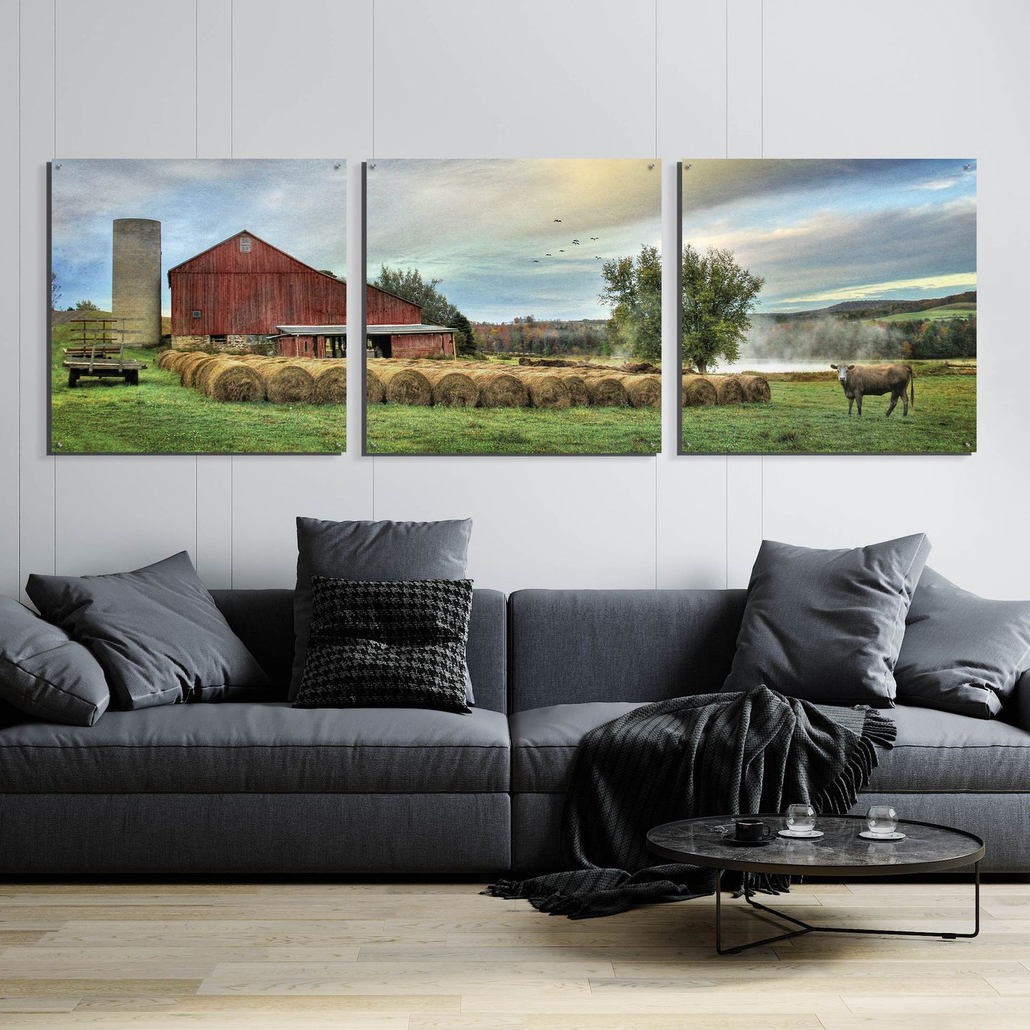 Epic Art 'Hay Harvest' by Lori Deiter Acrylic Glass Wall Art, 3 Piece Set,108x36