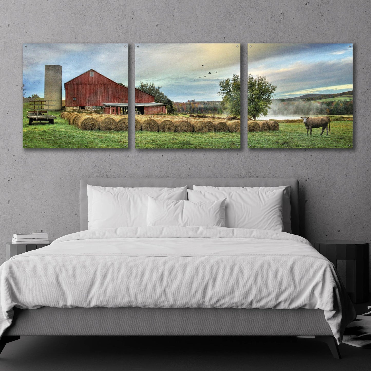 Epic Art 'Hay Harvest' by Lori Deiter Acrylic Glass Wall Art, 3 Piece Set,108x36