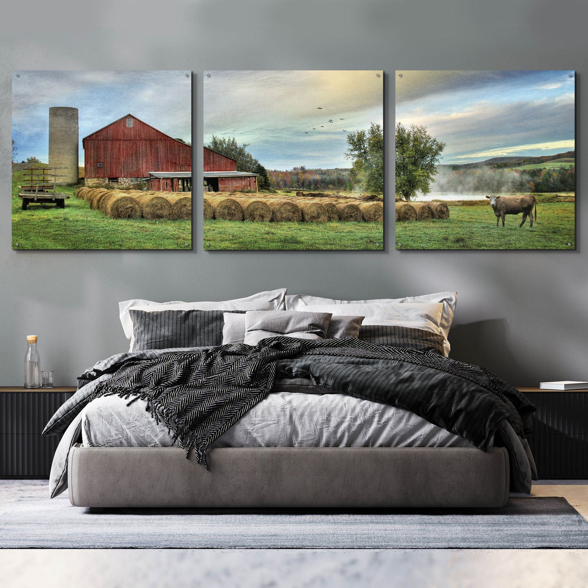 Epic Art 'Hay Harvest' by Lori Deiter Acrylic Glass Wall Art, 3 Piece Set,108x36