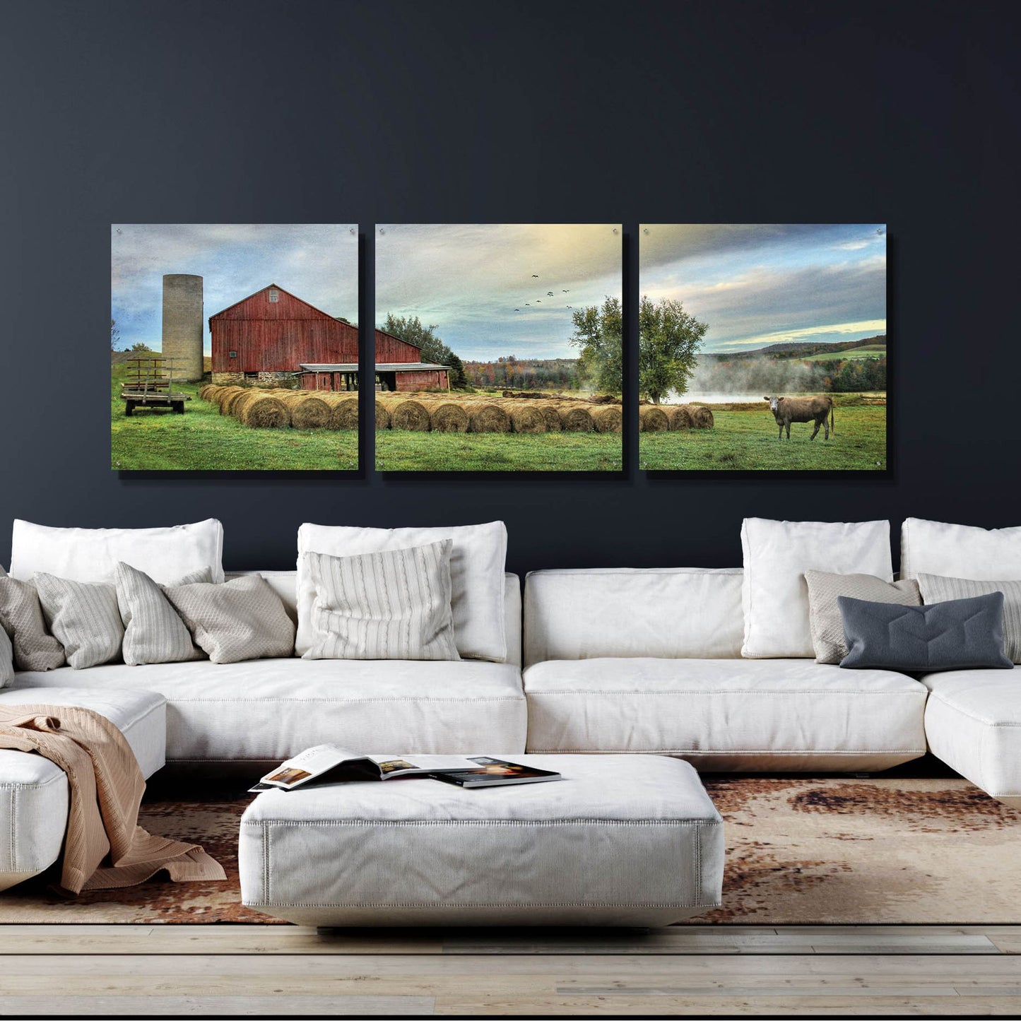 Epic Art 'Hay Harvest' by Lori Deiter Acrylic Glass Wall Art, 3 Piece Set,108x36