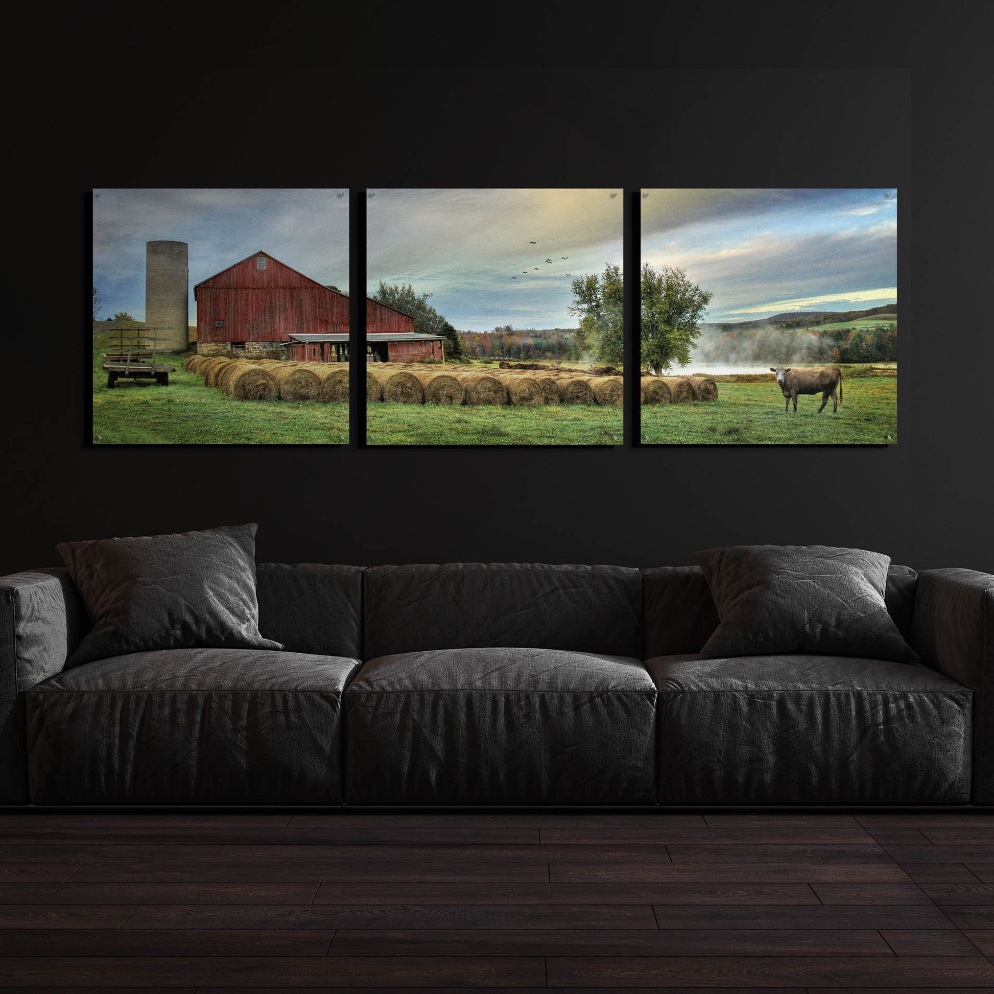 Epic Art 'Hay Harvest' by Lori Deiter Acrylic Glass Wall Art, 3 Piece Set,108x36