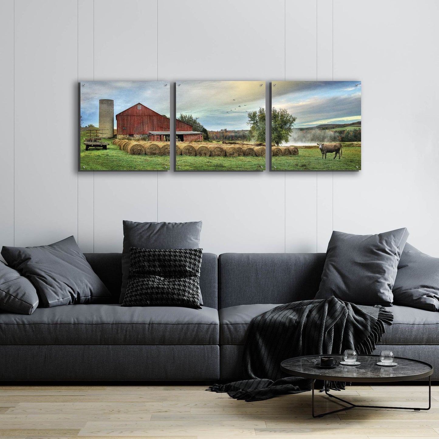 Epic Art 'Hay Harvest' by Lori Deiter Acrylic Glass Wall Art, 3 Piece Set,72x24