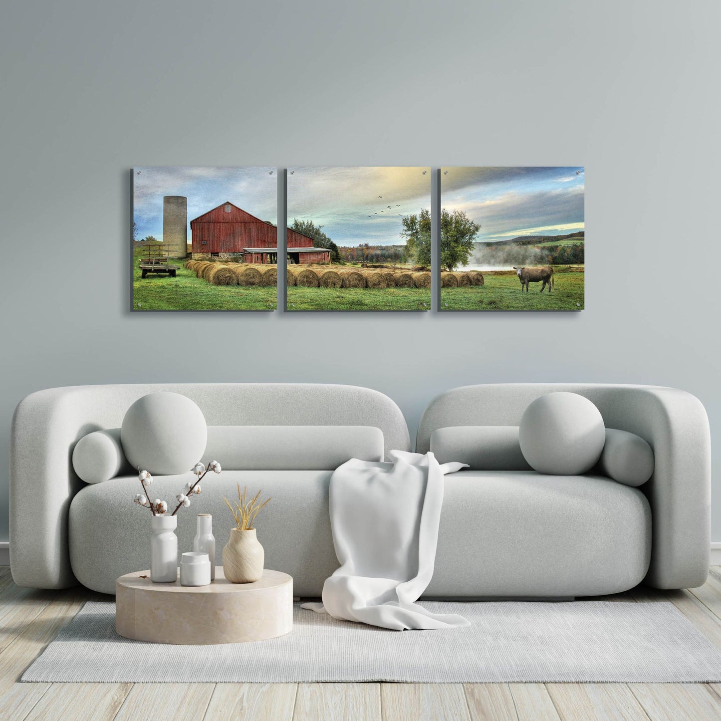 Epic Art 'Hay Harvest' by Lori Deiter Acrylic Glass Wall Art, 3 Piece Set,72x24