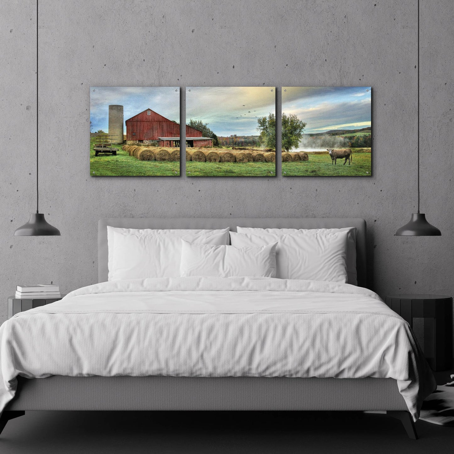 Epic Art 'Hay Harvest' by Lori Deiter Acrylic Glass Wall Art, 3 Piece Set,72x24