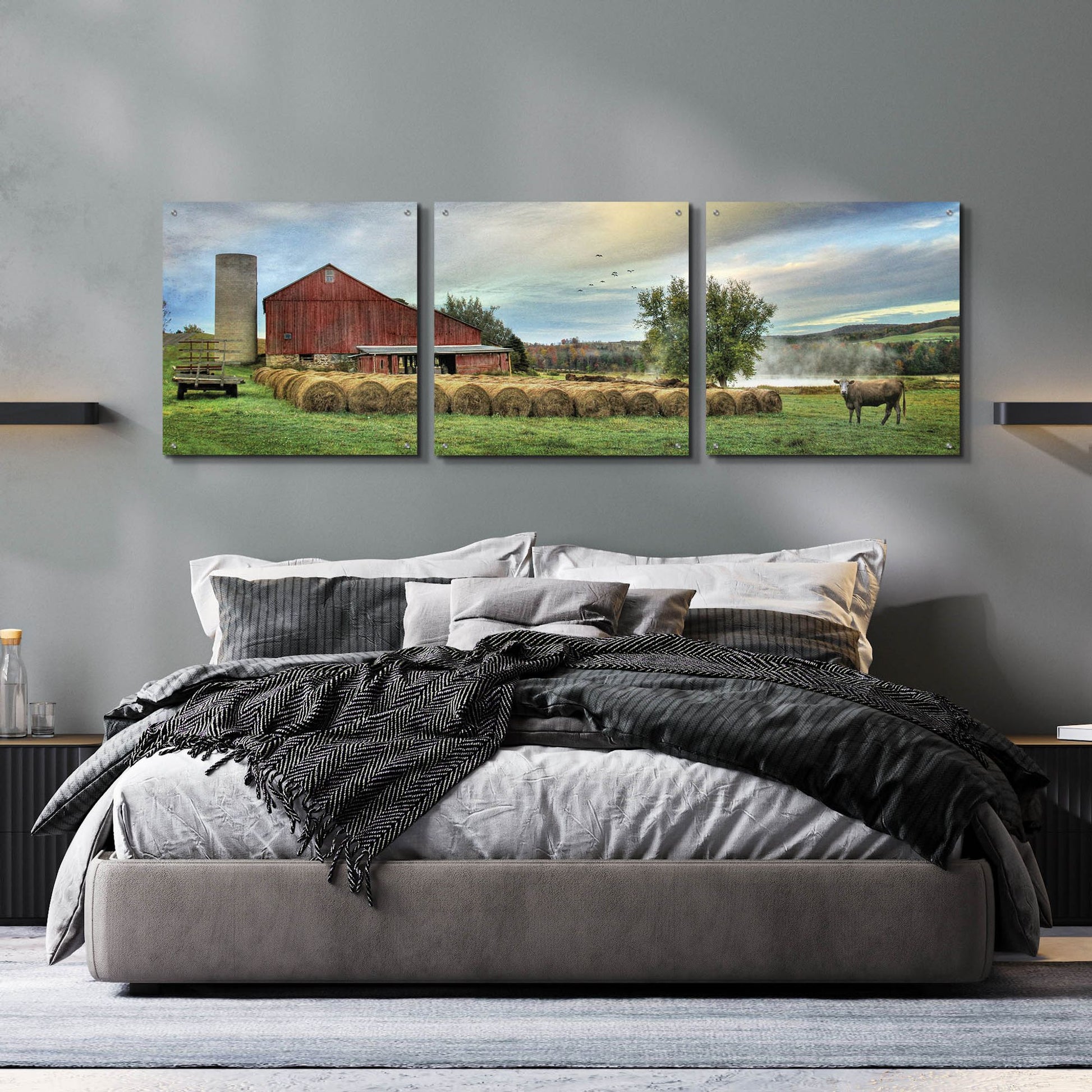 Epic Art 'Hay Harvest' by Lori Deiter Acrylic Glass Wall Art, 3 Piece Set,72x24