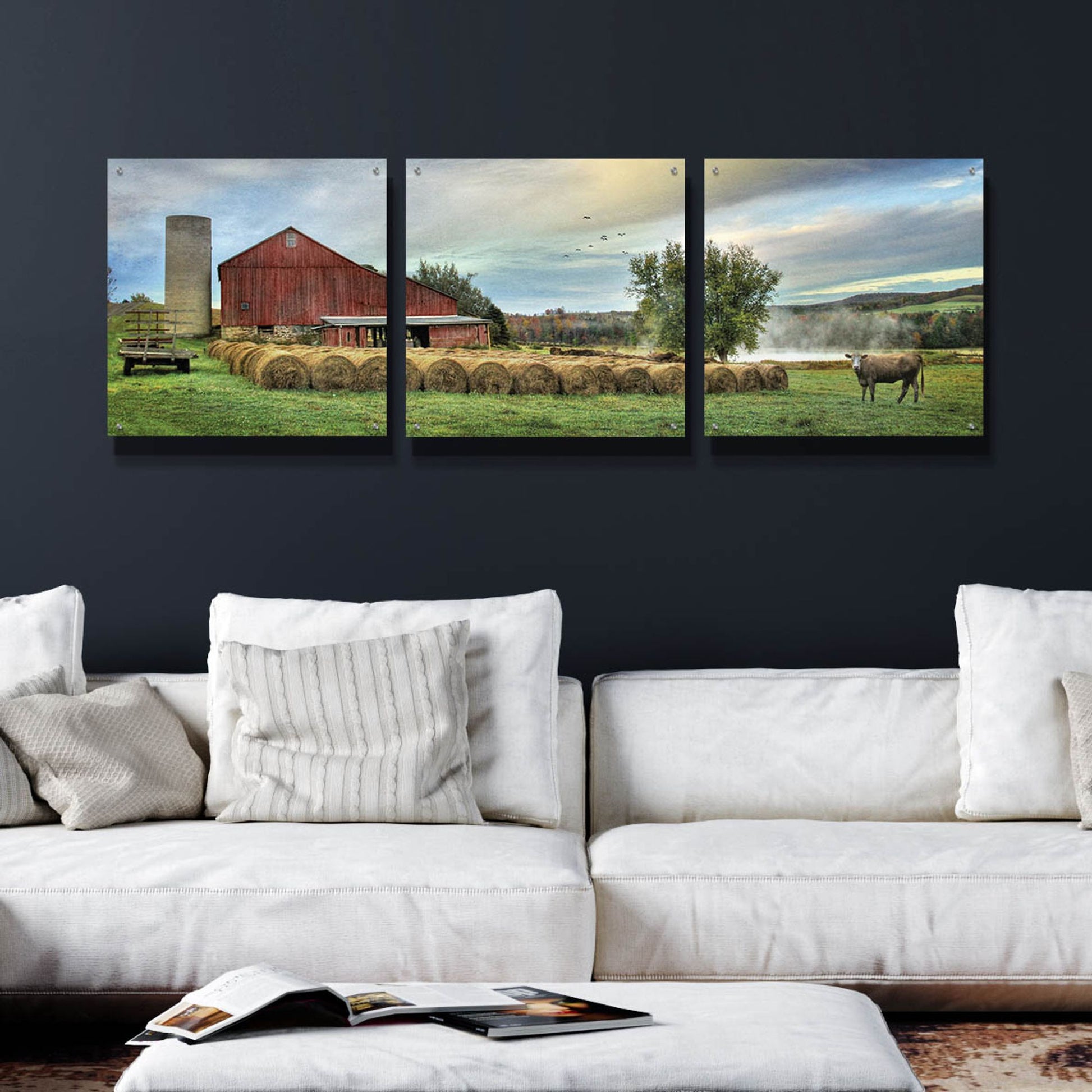 Epic Art 'Hay Harvest' by Lori Deiter Acrylic Glass Wall Art, 3 Piece Set,72x24