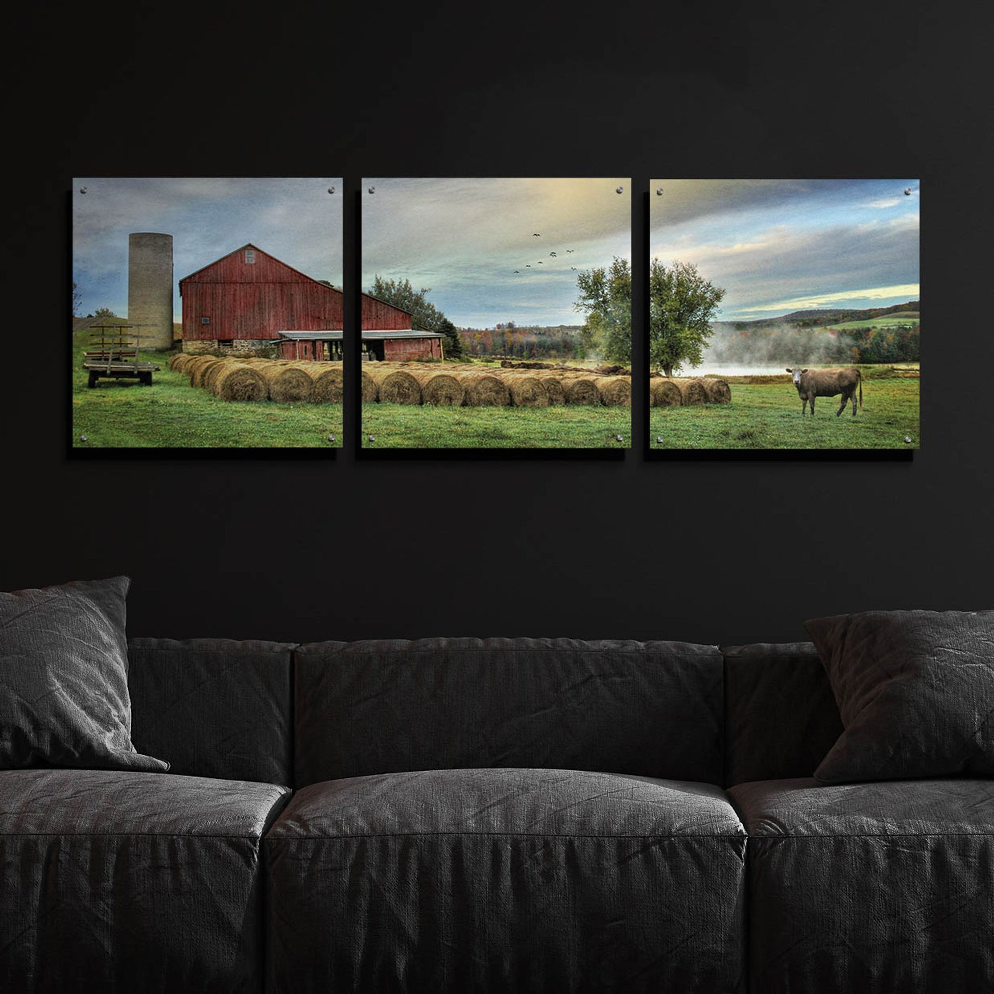 Epic Art 'Hay Harvest' by Lori Deiter Acrylic Glass Wall Art, 3 Piece Set,72x24