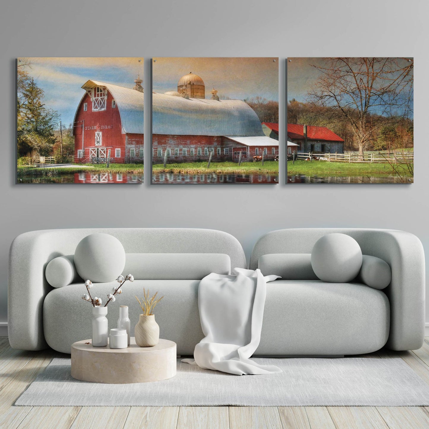 Epic Art 'Starr Farm' by Lori Deiter Acrylic Glass Wall Art, 3 Piece Set,108x36