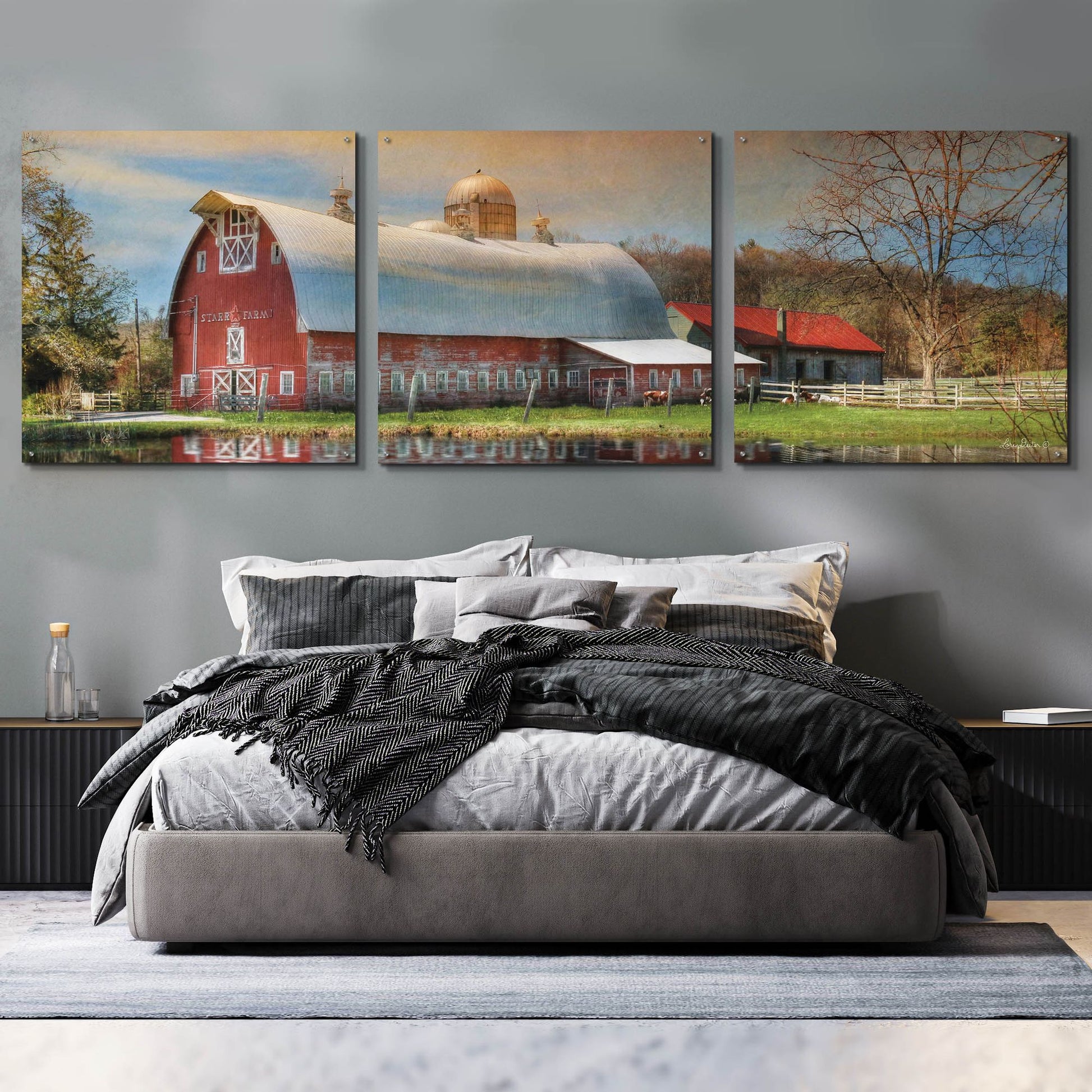 Epic Art 'Starr Farm' by Lori Deiter Acrylic Glass Wall Art, 3 Piece Set,108x36