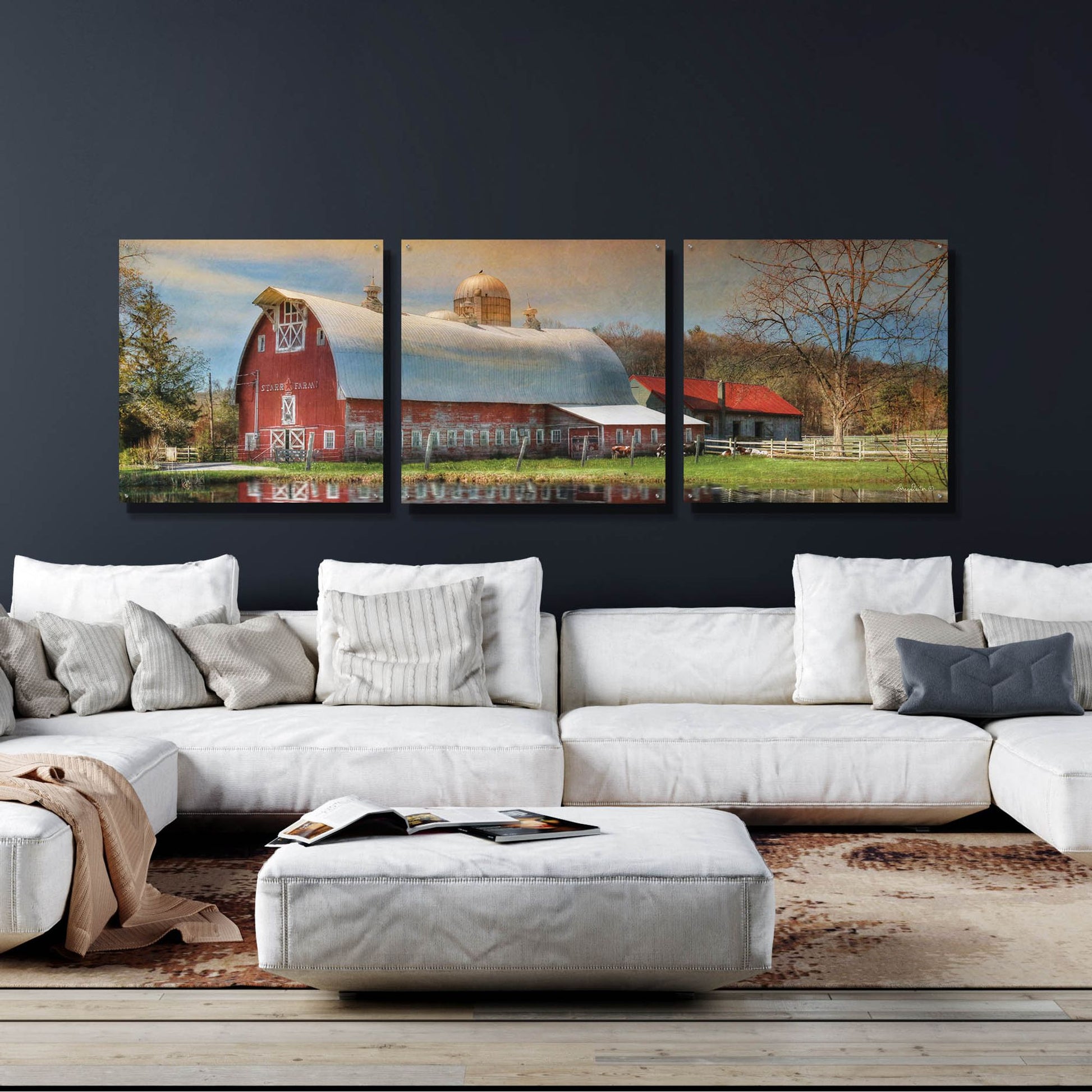 Epic Art 'Starr Farm' by Lori Deiter Acrylic Glass Wall Art, 3 Piece Set,108x36