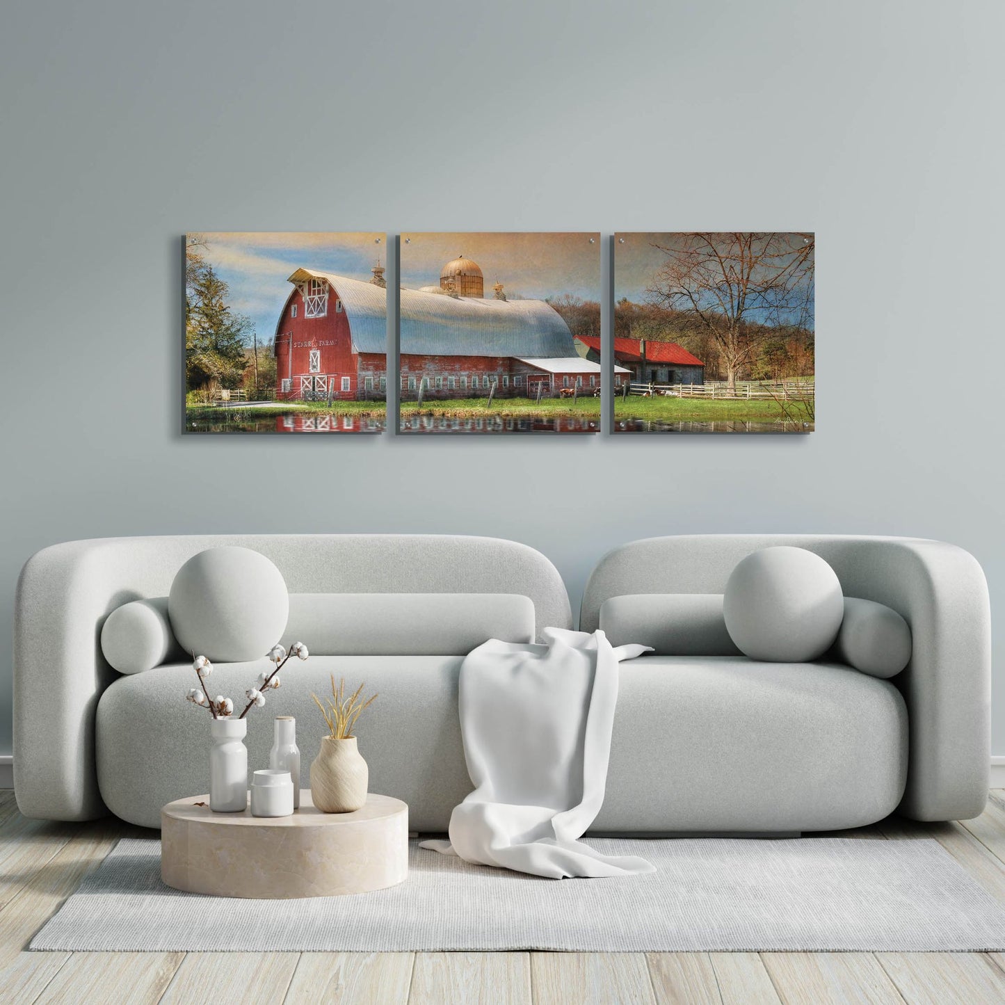 Epic Art 'Starr Farm' by Lori Deiter Acrylic Glass Wall Art, 3 Piece Set,72x24