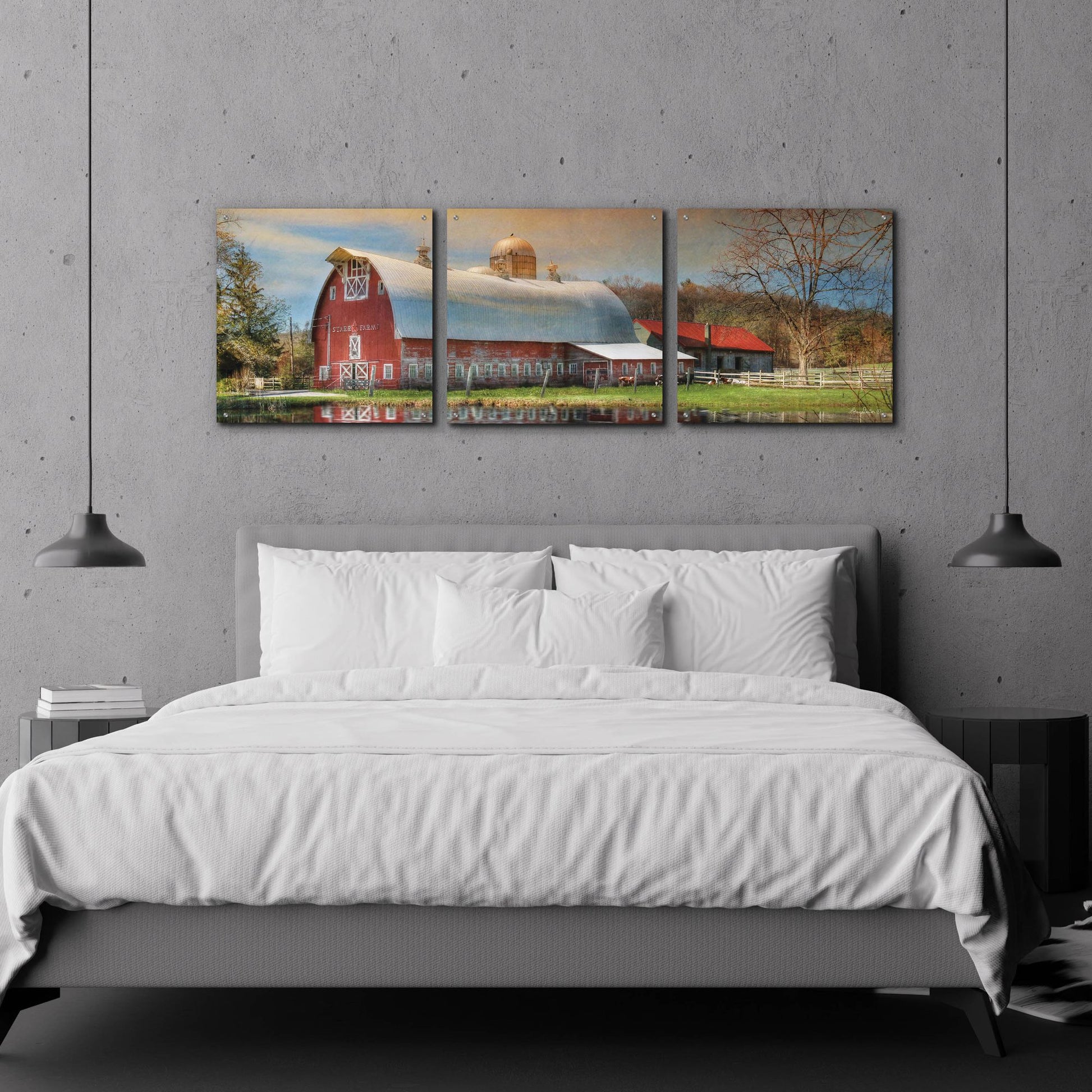 Epic Art 'Starr Farm' by Lori Deiter Acrylic Glass Wall Art, 3 Piece Set,72x24