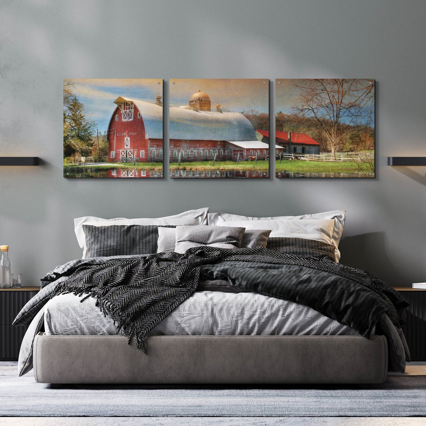 Epic Art 'Starr Farm' by Lori Deiter Acrylic Glass Wall Art, 3 Piece Set,72x24