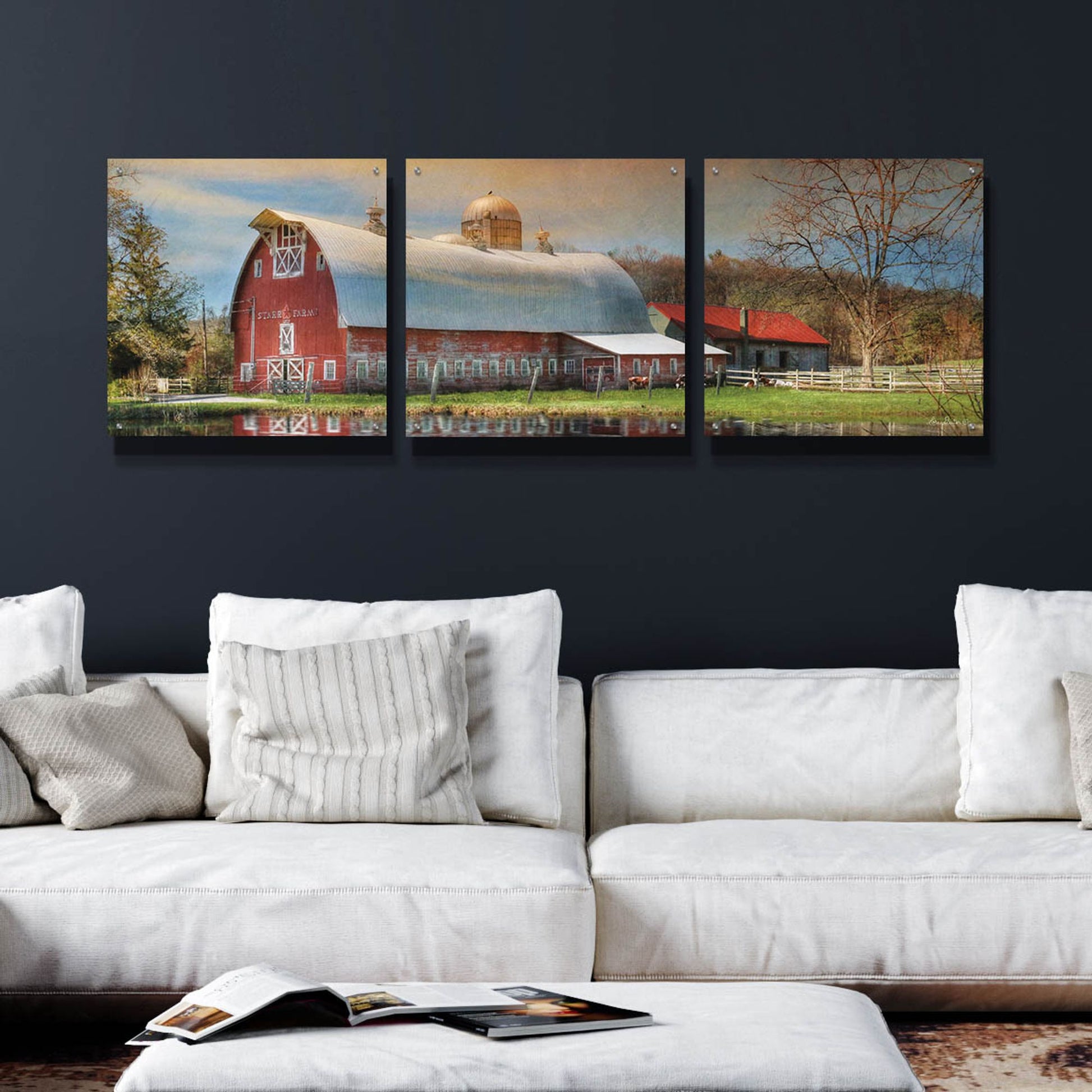 Epic Art 'Starr Farm' by Lori Deiter Acrylic Glass Wall Art, 3 Piece Set,72x24