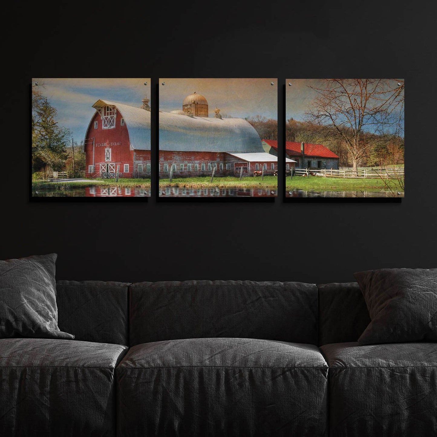 Epic Art 'Starr Farm' by Lori Deiter Acrylic Glass Wall Art, 3 Piece Set,72x24