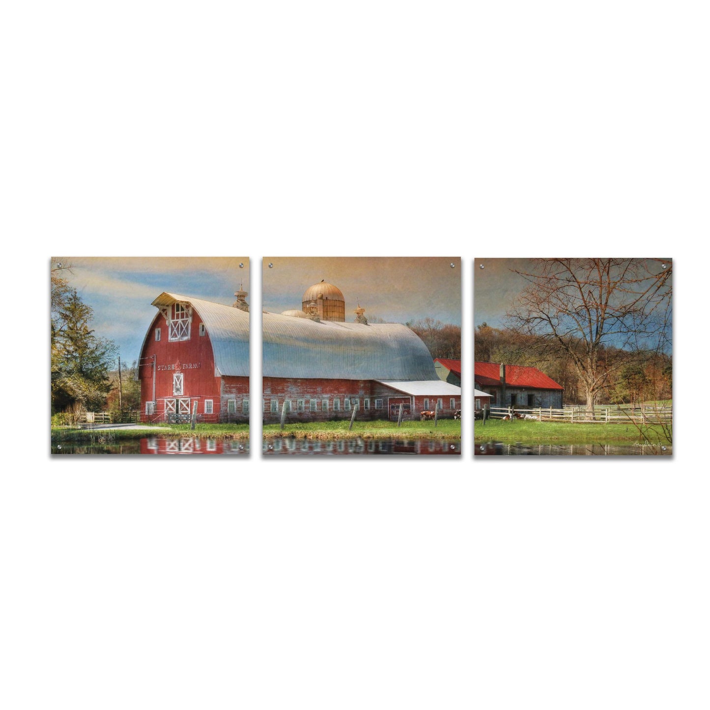 Epic Art 'Starr Farm' by Lori Deiter Acrylic Glass Wall Art, 3 Piece Set