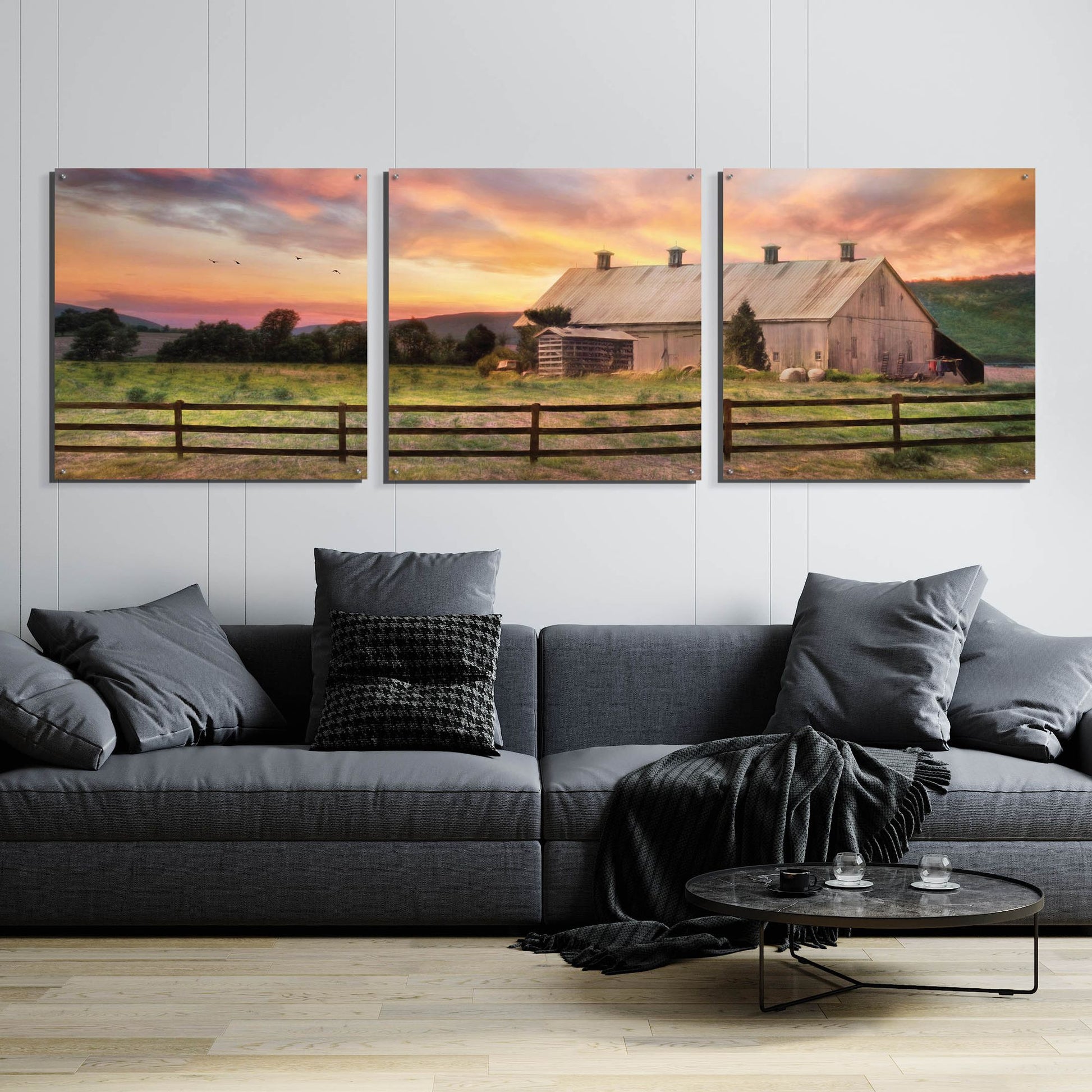 Epic Art 'Sunset in the Valley' by Lori Deiter Acrylic Glass Wall Art, 3 Piece Set,108x36