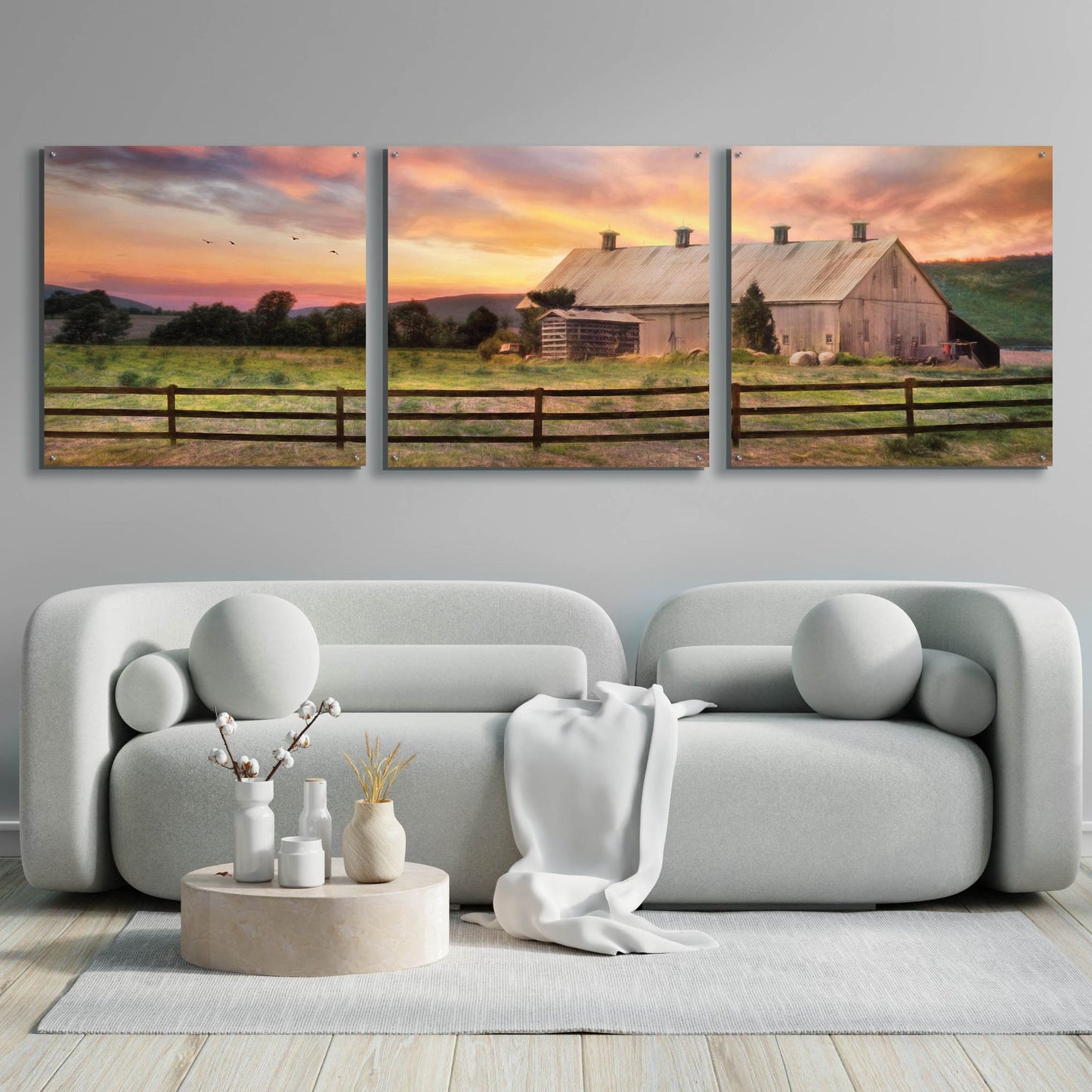 Epic Art 'Sunset in the Valley' by Lori Deiter Acrylic Glass Wall Art, 3 Piece Set,108x36