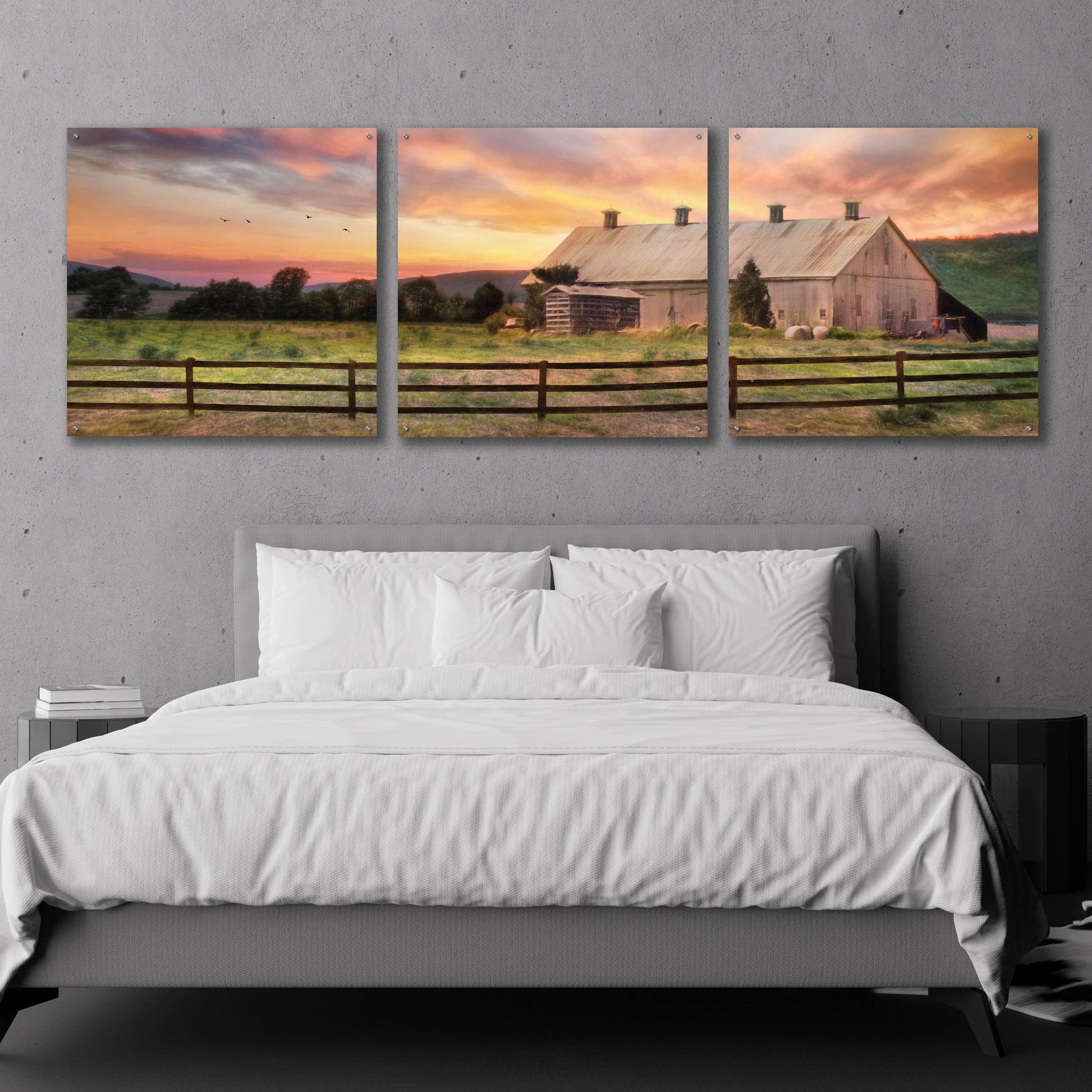 Epic Art 'Sunset in the Valley' by Lori Deiter Acrylic Glass Wall Art, 3 Piece Set,108x36